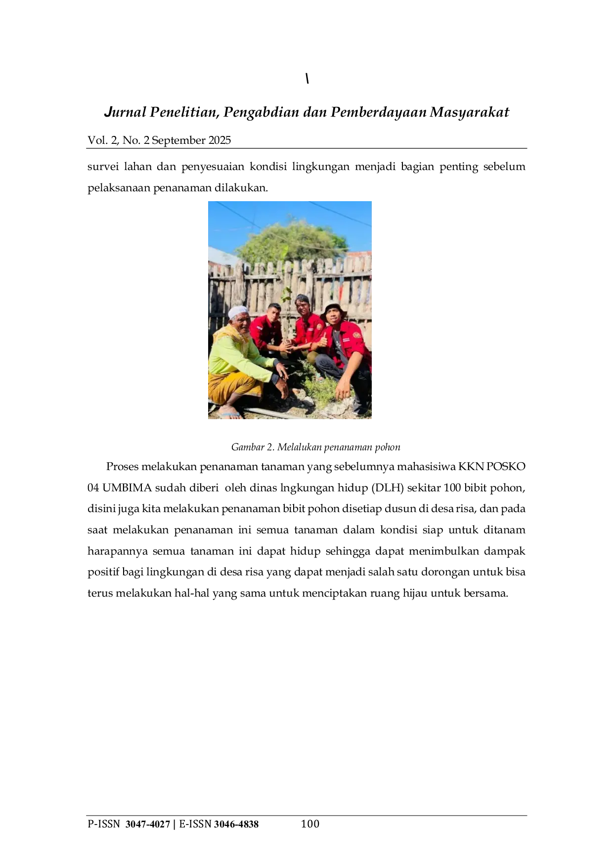 JURIS Penghijauan Sebagai Upaya Pelestarian Lingkungan Dan Pemberdayaan Di Desa Risa