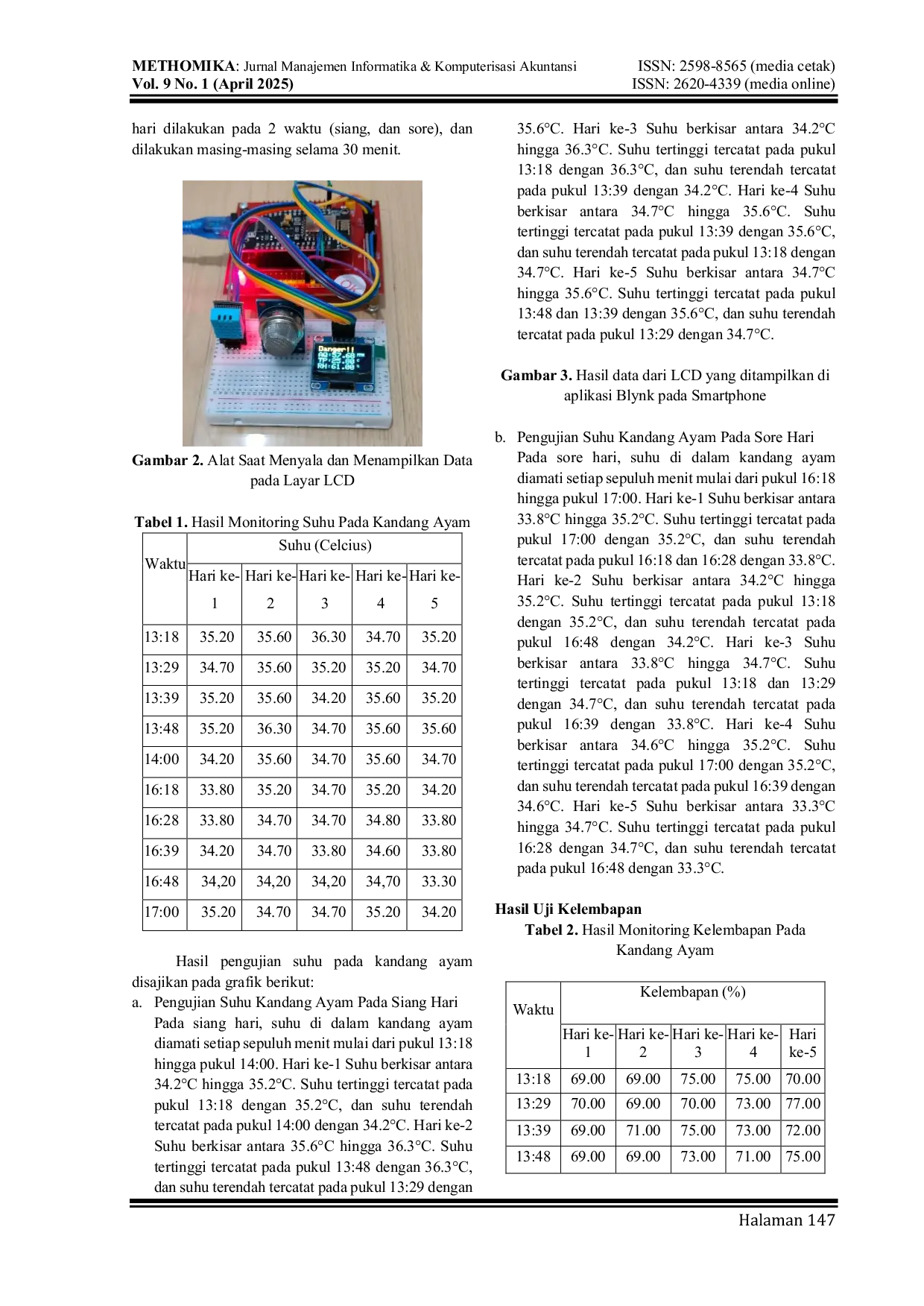 JURIS Sistem Pemantauan Kualitas Udara Berbasis IoT di Peternakan Yakin Telur