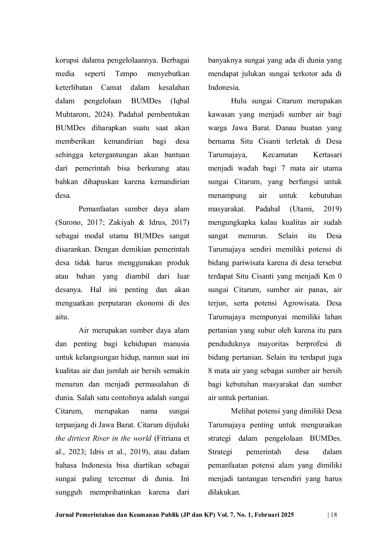 JURIS Strategi Pemerintah Desa dalam Pengembangan BUMDes Tarumajaya di Wilayah Hulu Sungai Citarum Kabupaten Bandung