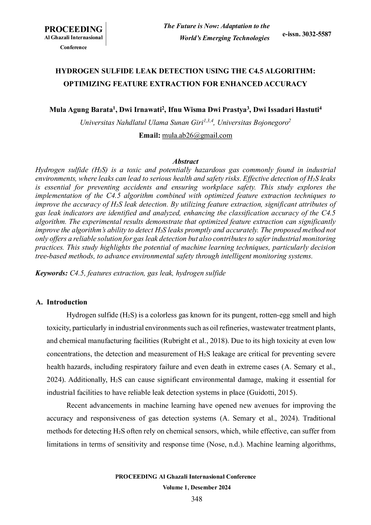 JURIS Hydrogen Sulfide Leak Detection Using The C4 5 Algorithm Optimizing Feature Extraction For Enhanced Accuracy