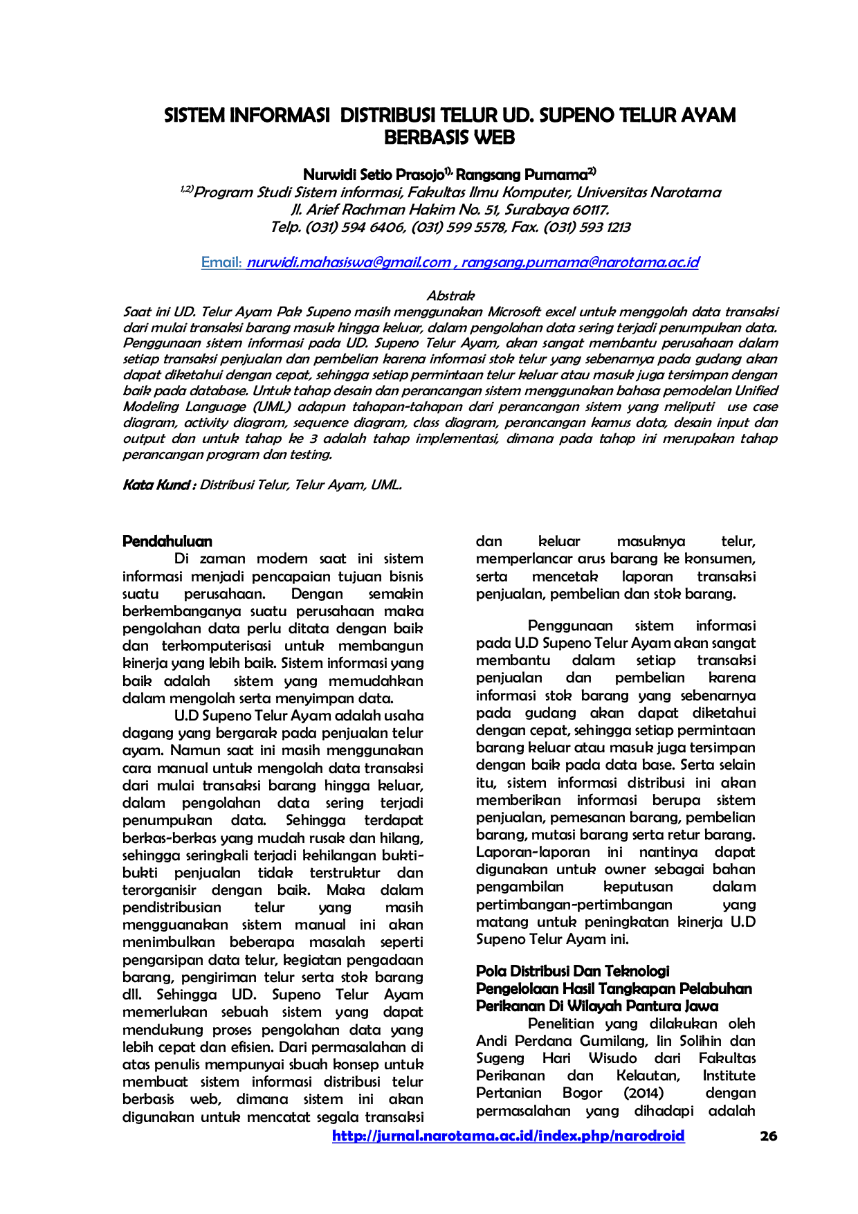 JURIS SISTEM INFORMASI DISTRIBUSI TELUR UD SUPENO TELUR AYAM BERBASIS WEB