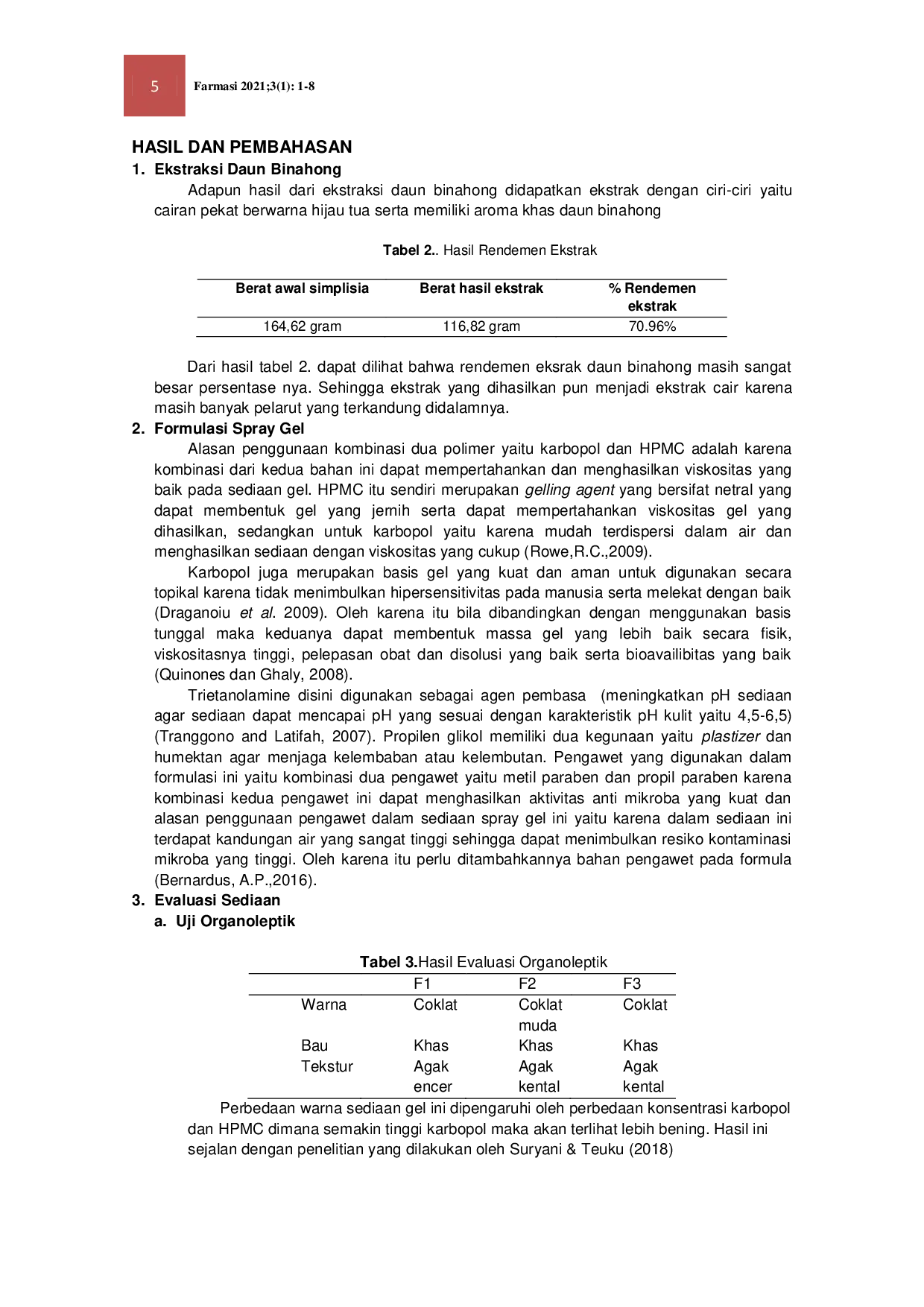 JURIS FORMULASI SPRAY GEL ANTI LUKA DARI EKSTRAK DAUN BINAHONG Anredera cordifolin Tenore Steen