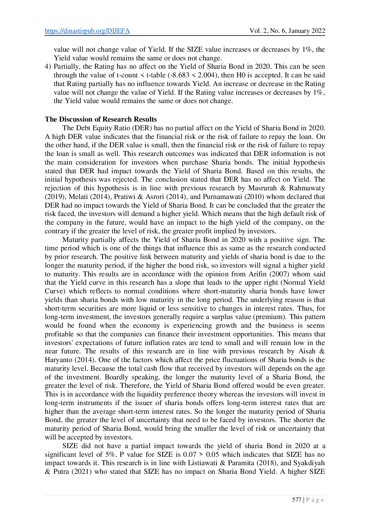 juris Analysis Towards the Factors Relates to the Yield at Sharia Bond Which Listed on Indonesia Stock Exchange During Period of 2020