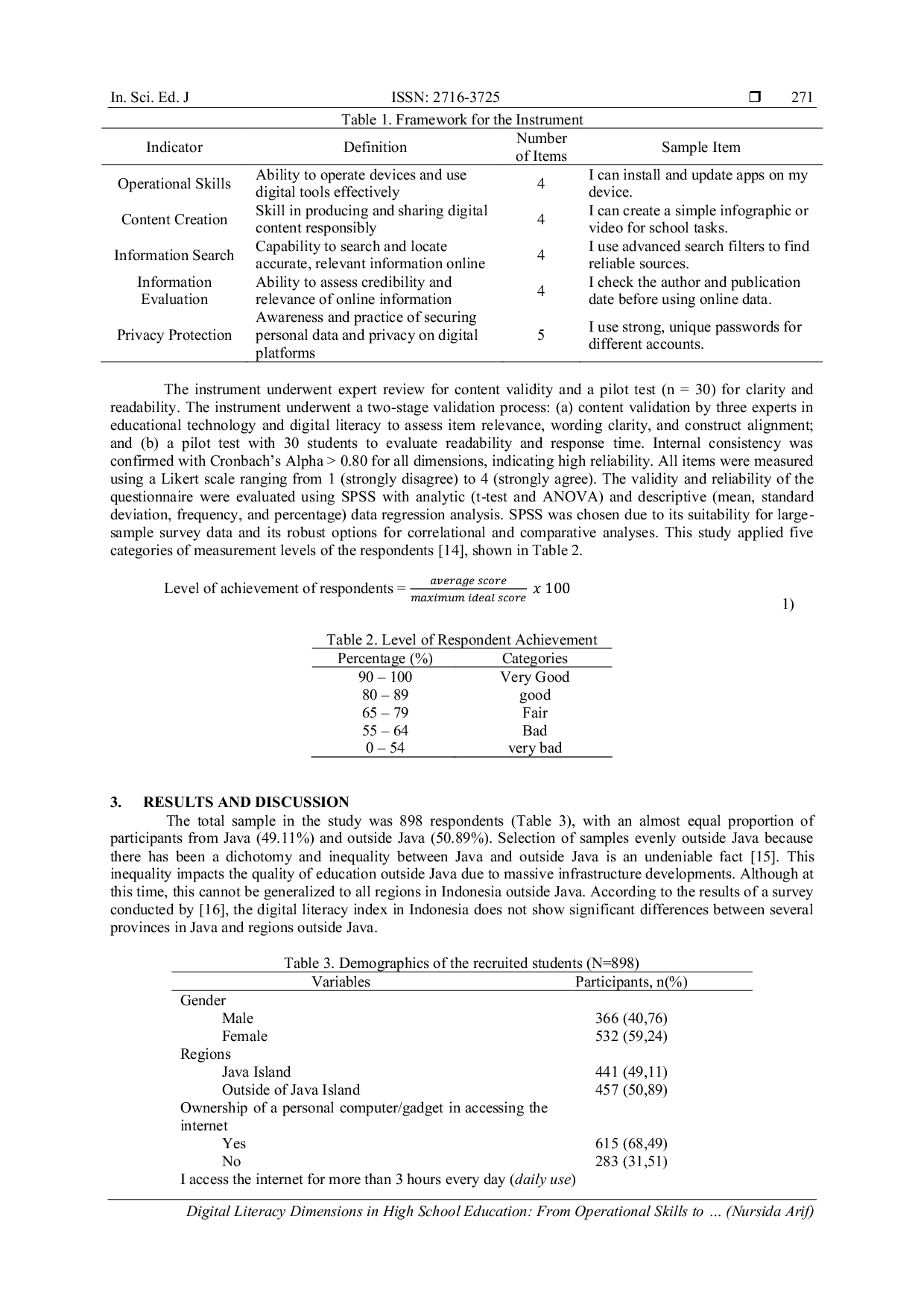 JURIS Digital Literacy Dimensions in High School Education From Operational Skills to Privacy Awareness