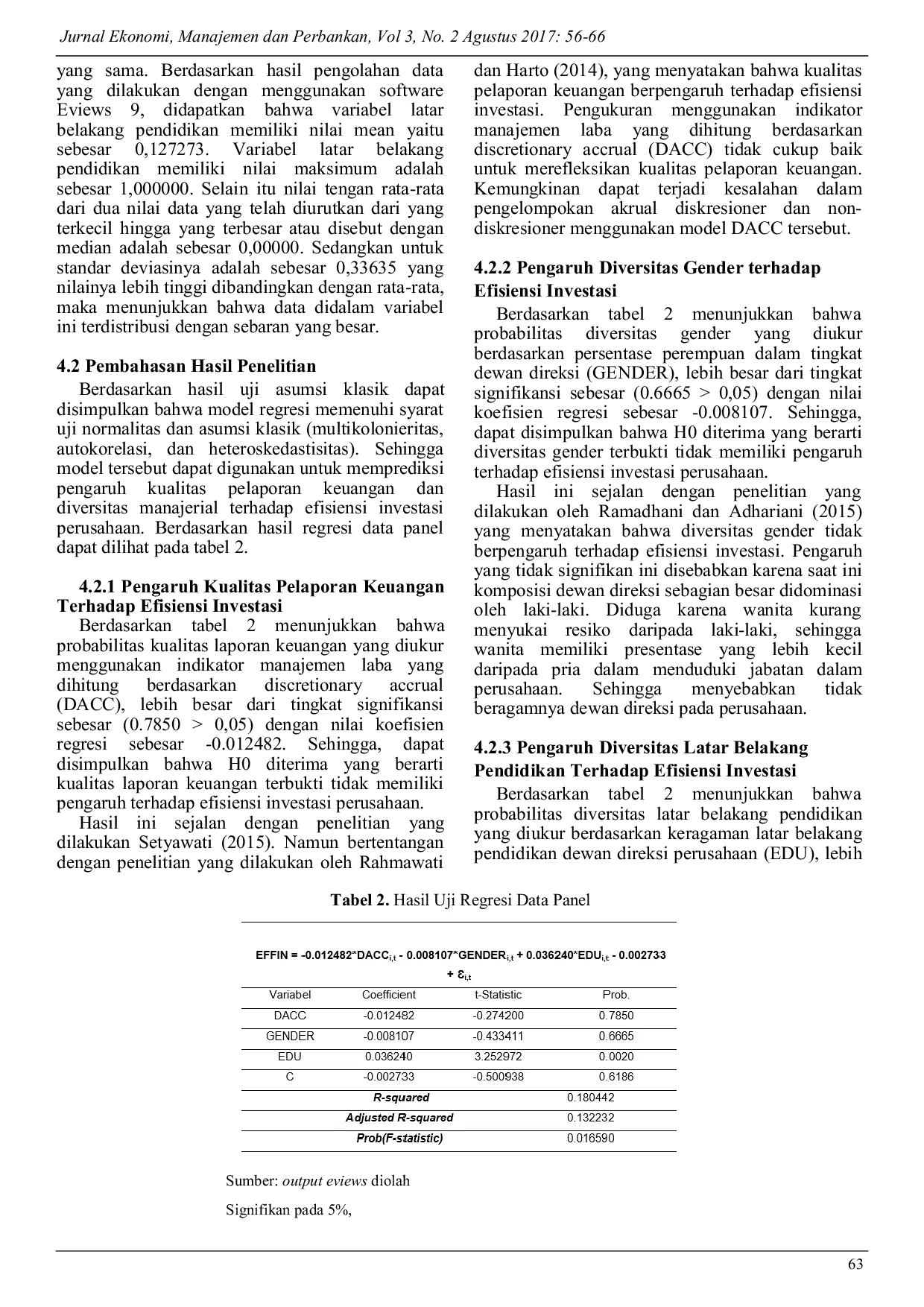 JURIS Kualitas Pelaporan Keuangan Diversitas Manajerial dan Efisiensi Investasi