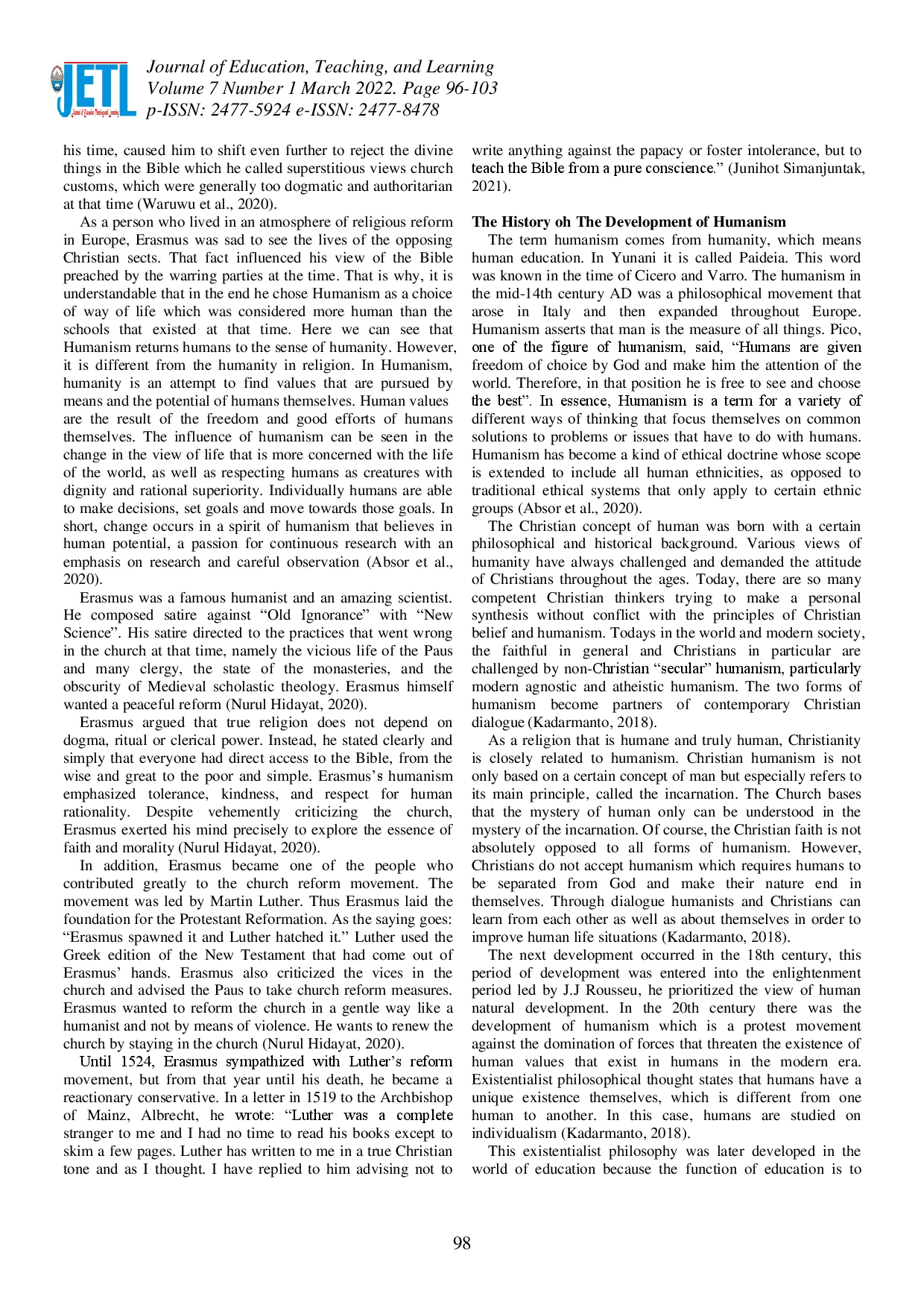 juris Desiderius Erasmus and Christian Education