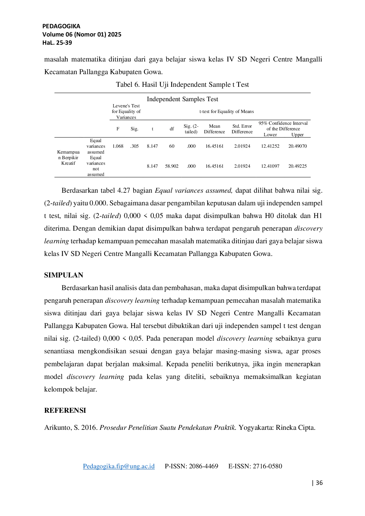 JURIS Penerapan Discovery Learning Terhadap Kemampuan Pemecahan Masalah Matematika Ditinjau Dari Gaya Belajar