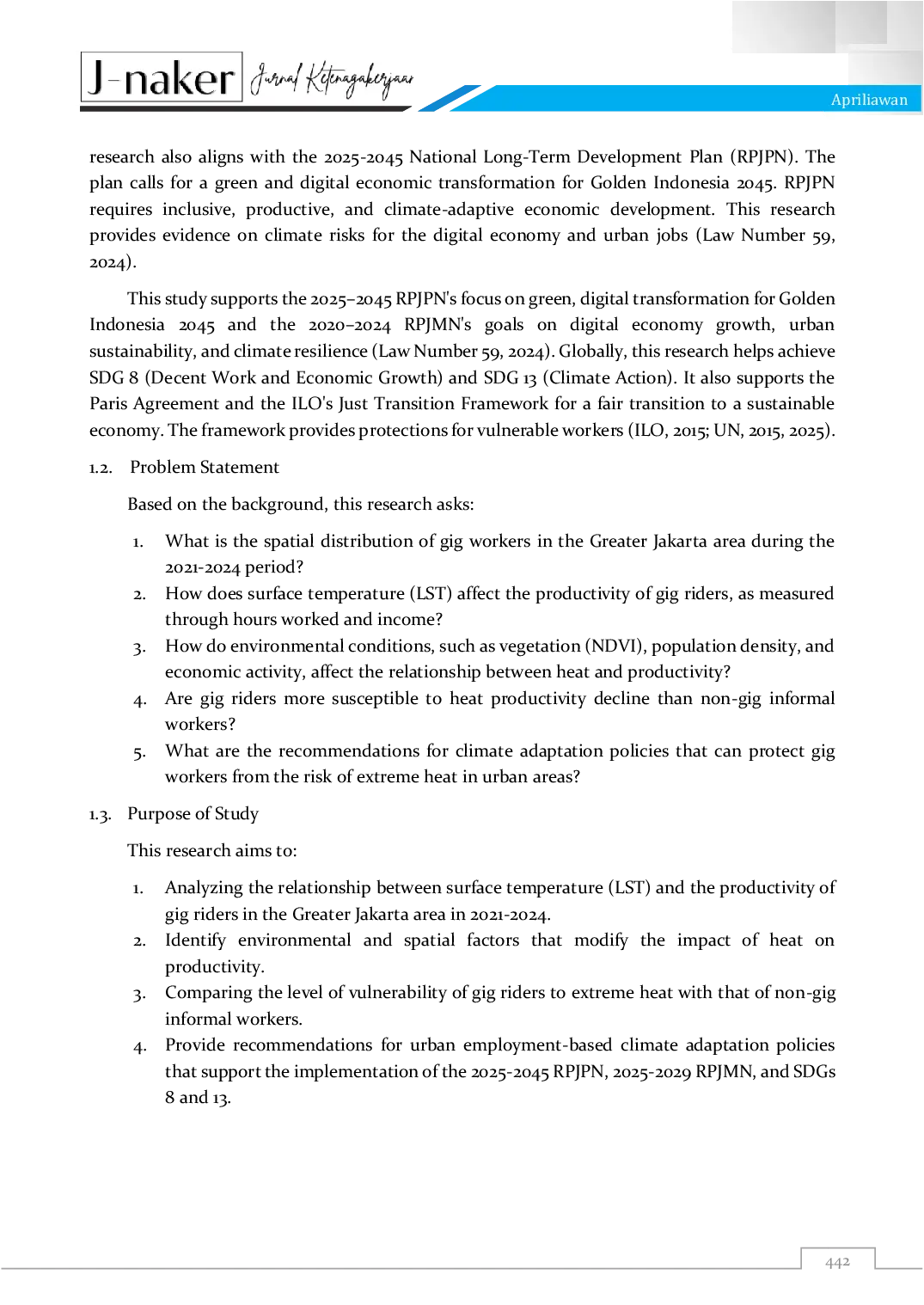 JURIS Climate Gig Work Is Heat Wave Reducing Gig Riders Productivity in Greater Jakarta