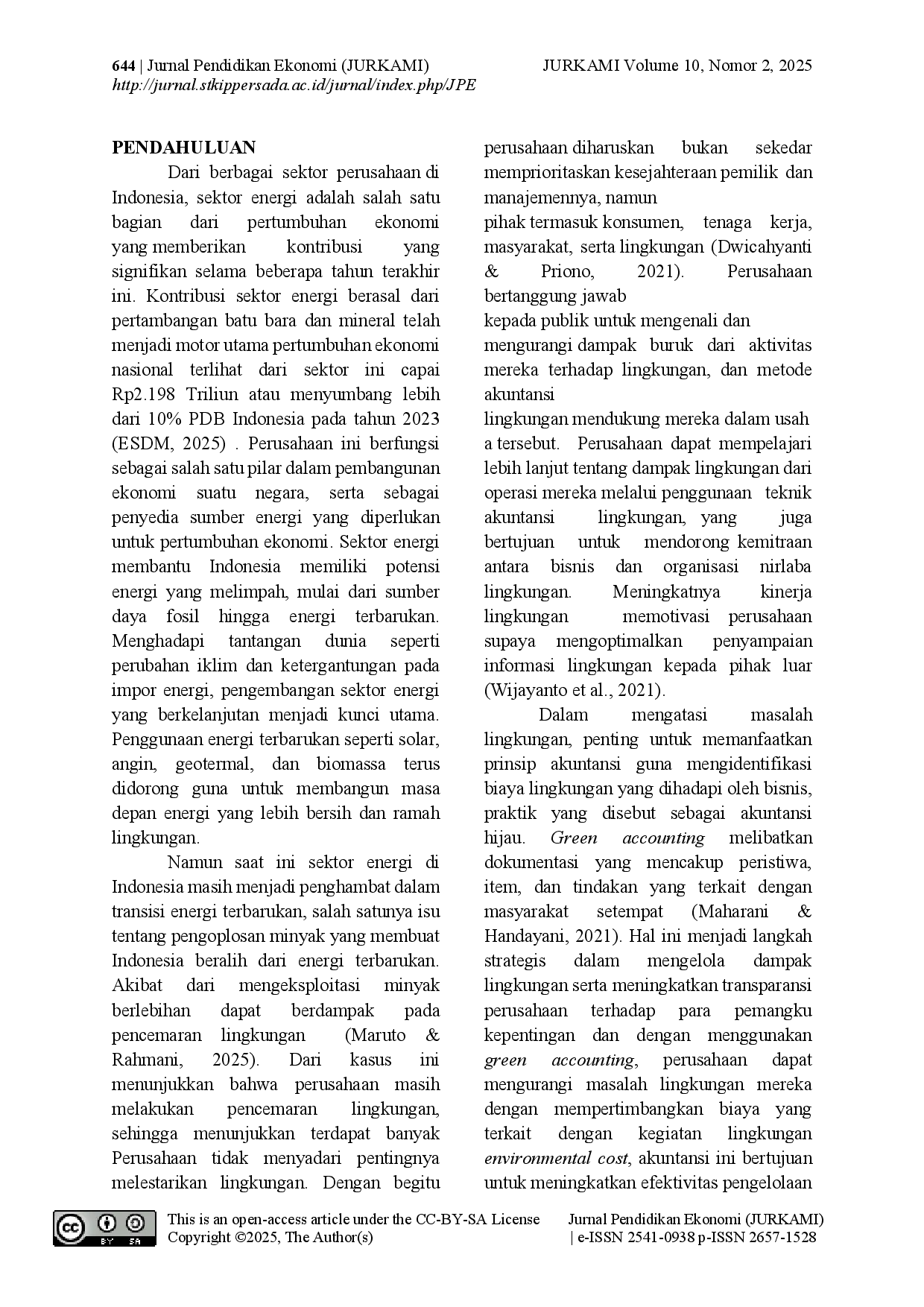 juris Pengaruh Green Accounting Kinerja Lingkungan dan Woman on Board Terhadap Nilai Perusahaan