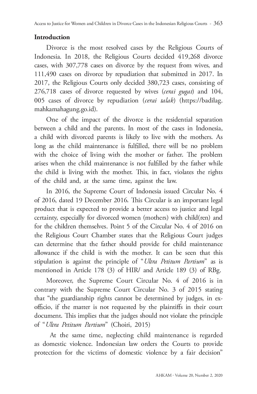 juris Access to Justice for Women and Children in Divorce Cases in the Indonesian Religious Courts