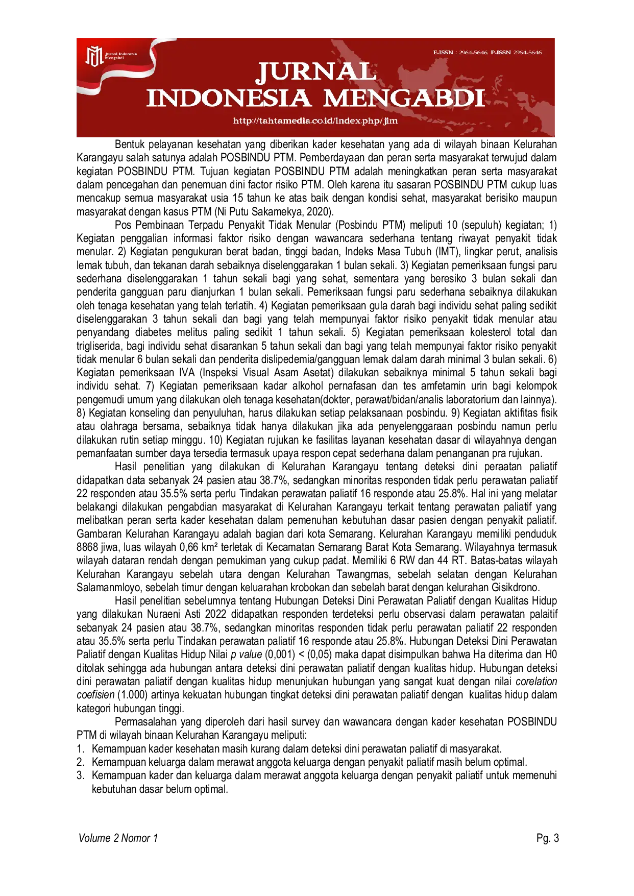 JURIS Dek Lila Kader Kesehatan Peduli Paliatif Dalam Perawatan Paliatif Di Wilayah Binaan Kelurahan Karangayu