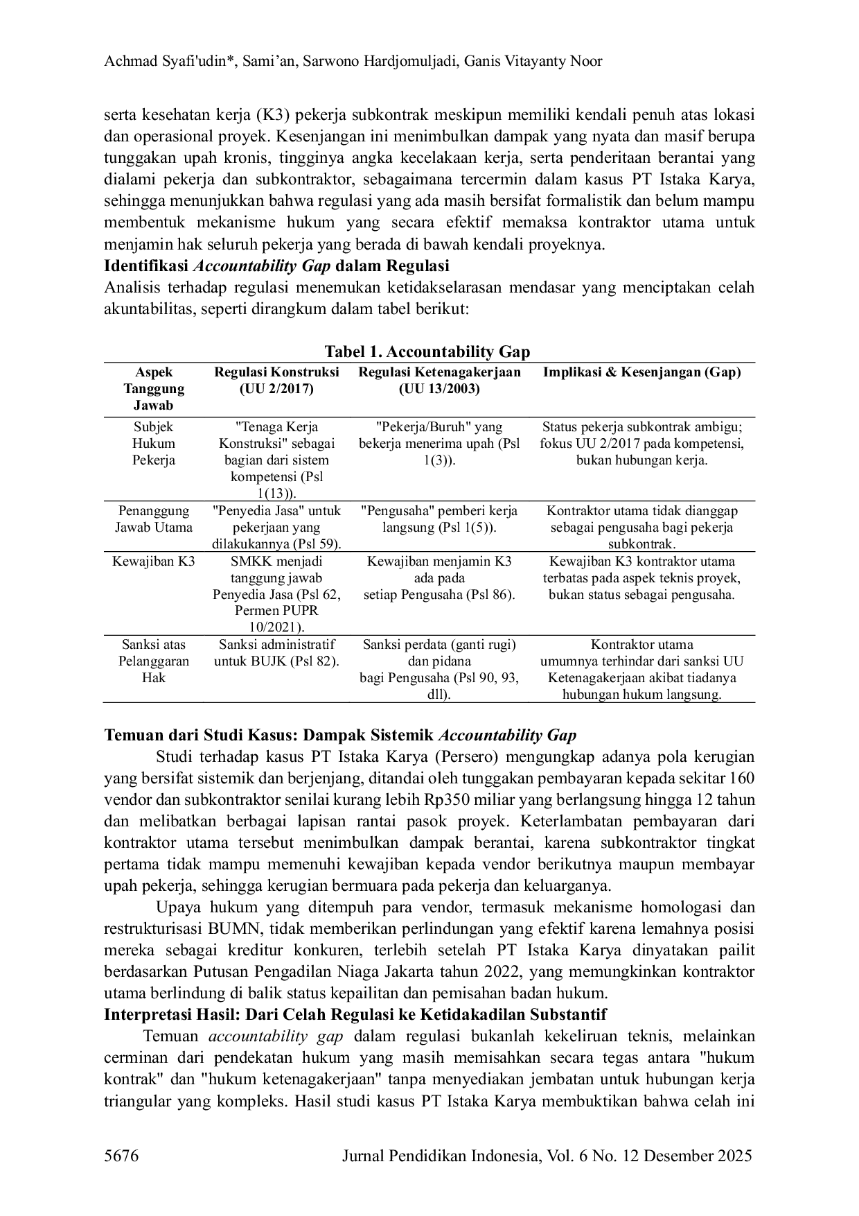 JURIS Perlindungan Hukum Bagi Pekerja Subkontrak dalam Proyek Konstruksi di Indonesia Analisis Kritis Terhadap Accountability Gap dan Rekomendasi Penataan Ulang Tanggung Jawab Kontraktor Utama