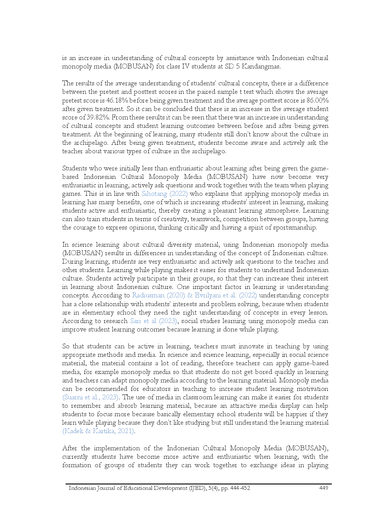 juris Efektivitas Media Monopoli Budaya Indonesia MOBUSAN terhadap Pemahaman Konsep Studi Sosial Siswa Kelas IV