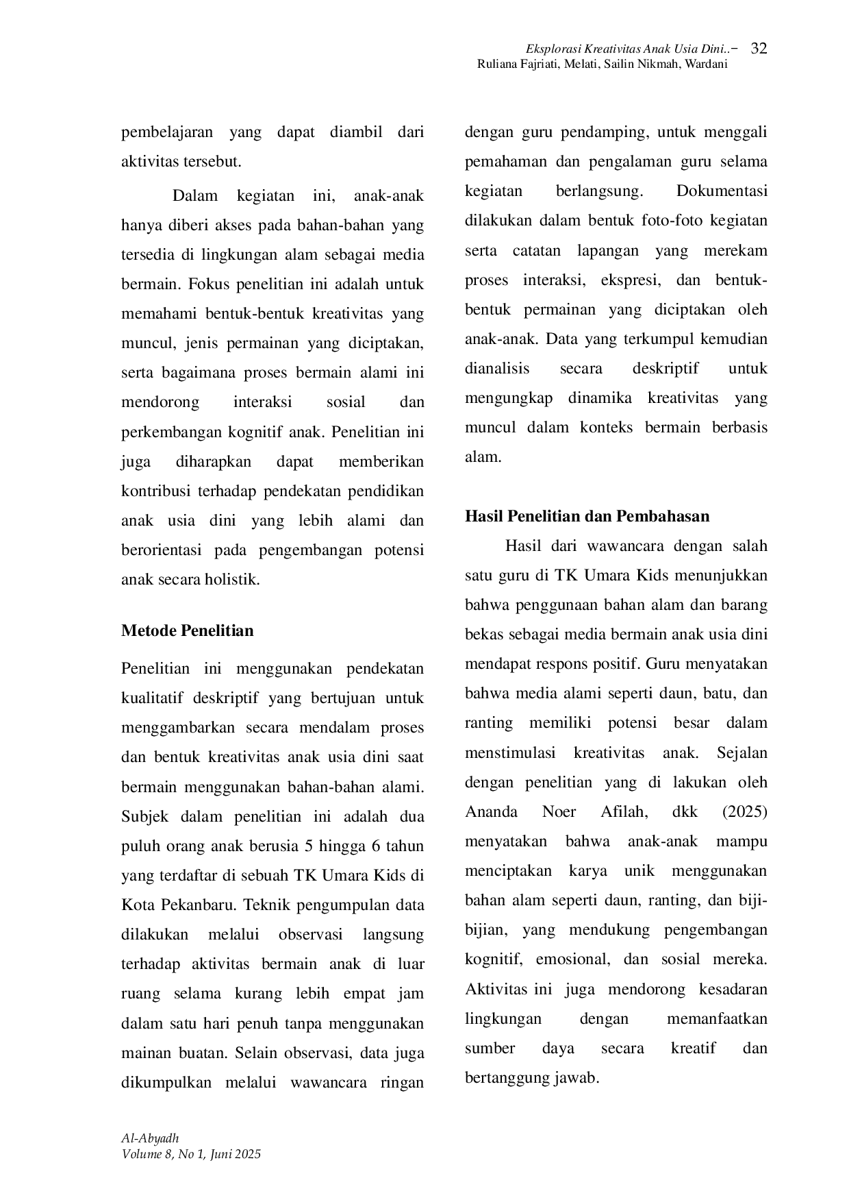 JURIS Eksplorasi Kreativitas Anak Usia Dini Berbasis Bahan Alam