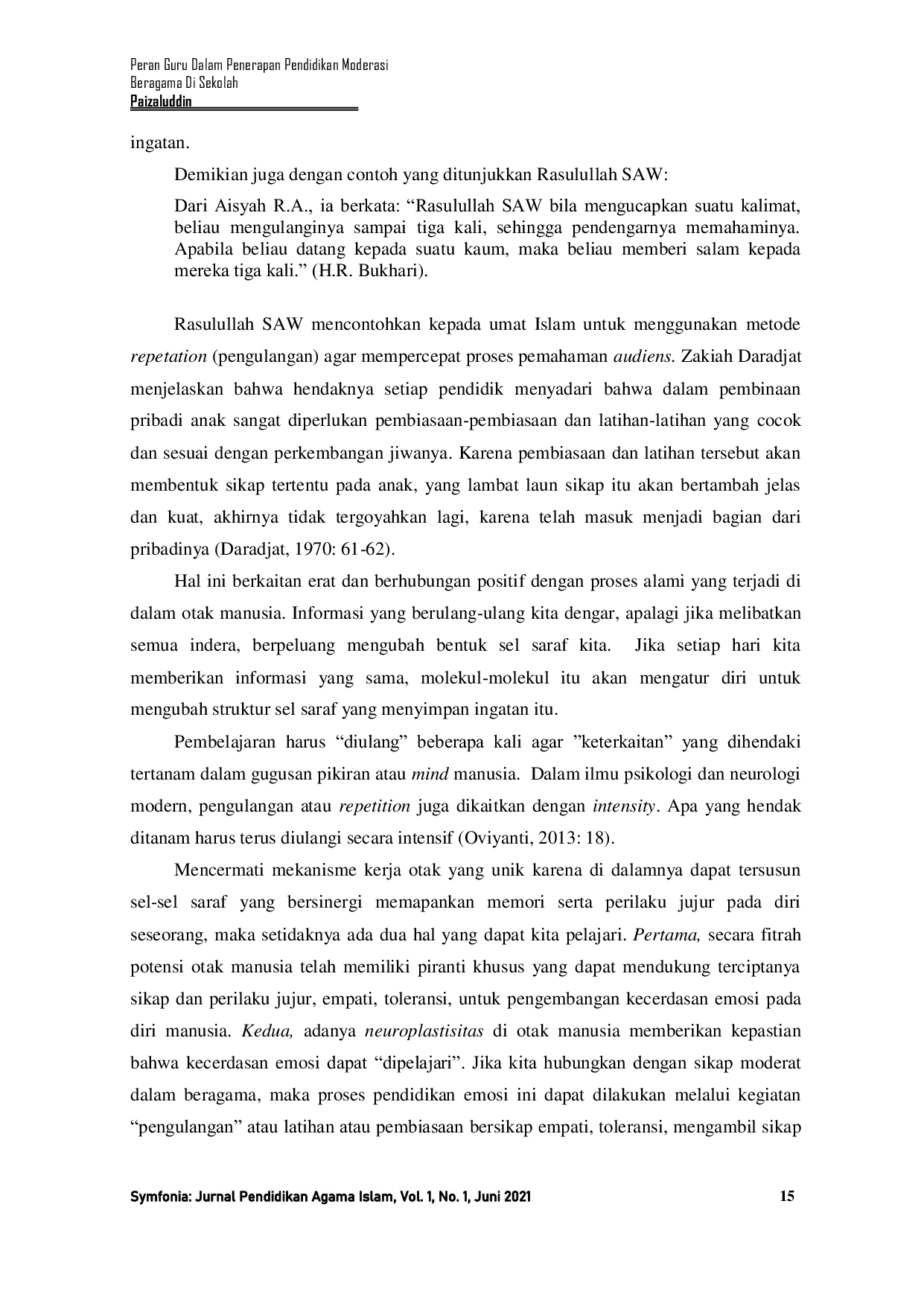 JURIS Peran Guru Dalam Penerapan Pendidikan Moderasi Beragama Di Sekolah