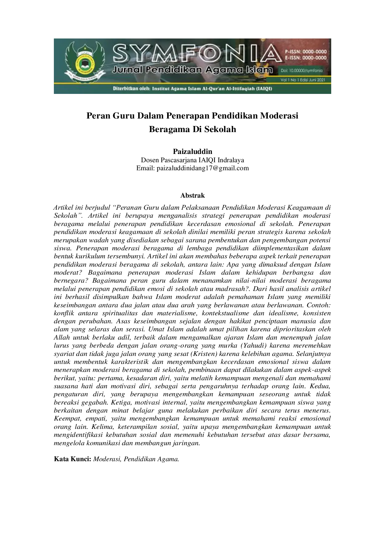 JURIS Peran Guru Dalam Penerapan Pendidikan Moderasi Beragama Di Sekolah