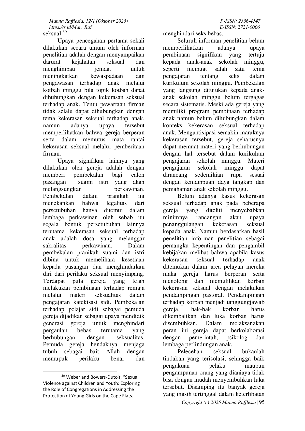 JURIS Peran Gereja Dalam Memutus Mata Rantai Kekerasan Seksual Terhadap Anak