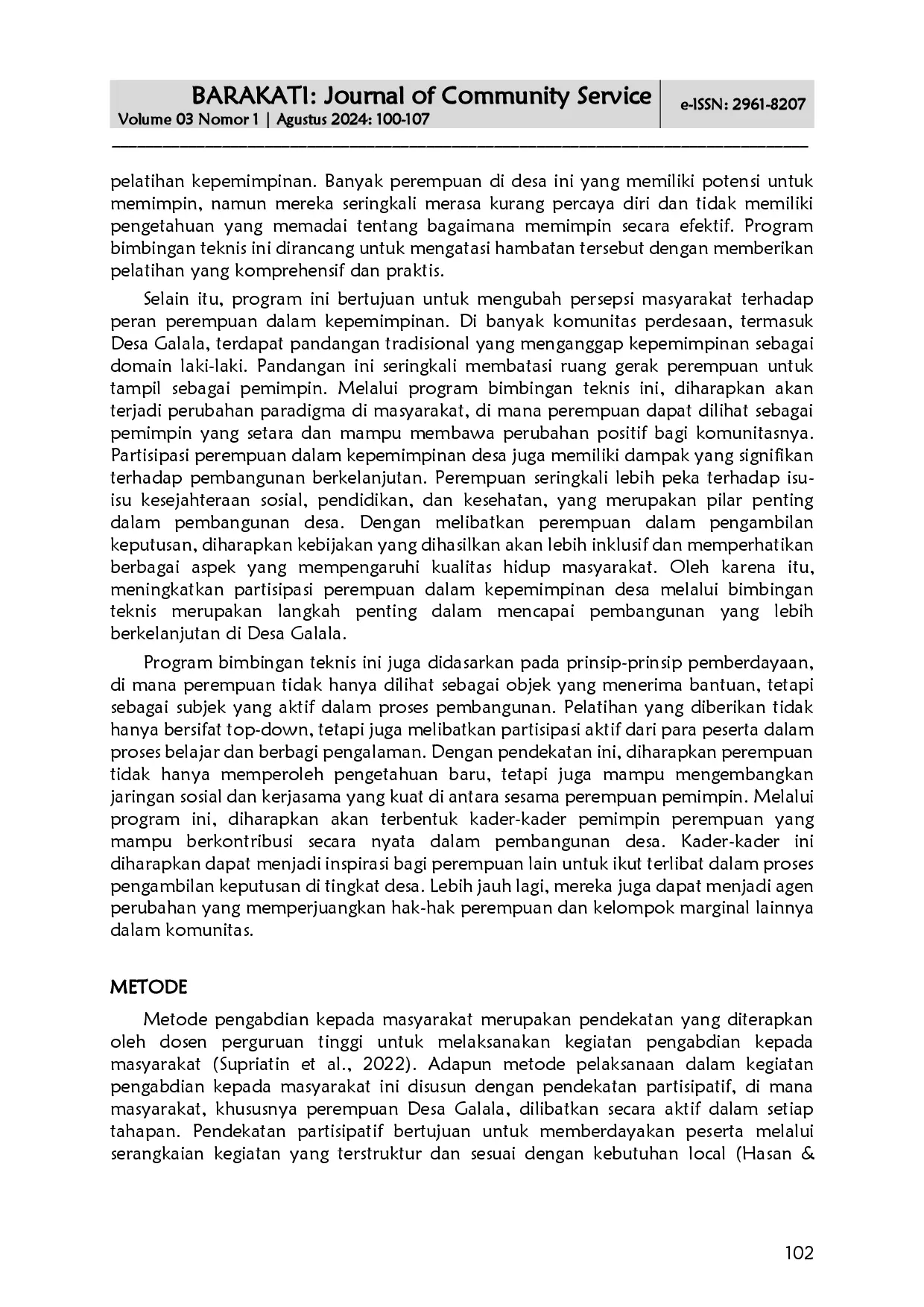 juris Penguatan Peran Perempuan dalam Kepemimpinan Bimbingan Teknis di Desa Galala Kota Tidore Kepulauan