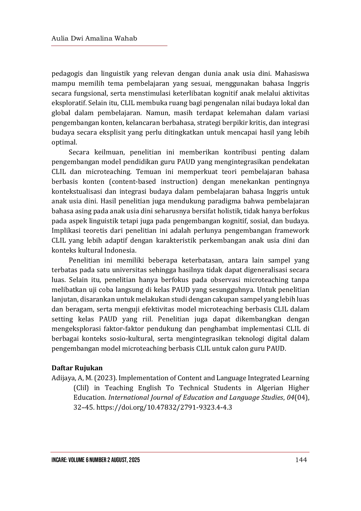 JURIS Pengembangan Kompetensi Bahasa Inggris Anak melalui Microteaching Berbasis CLIL