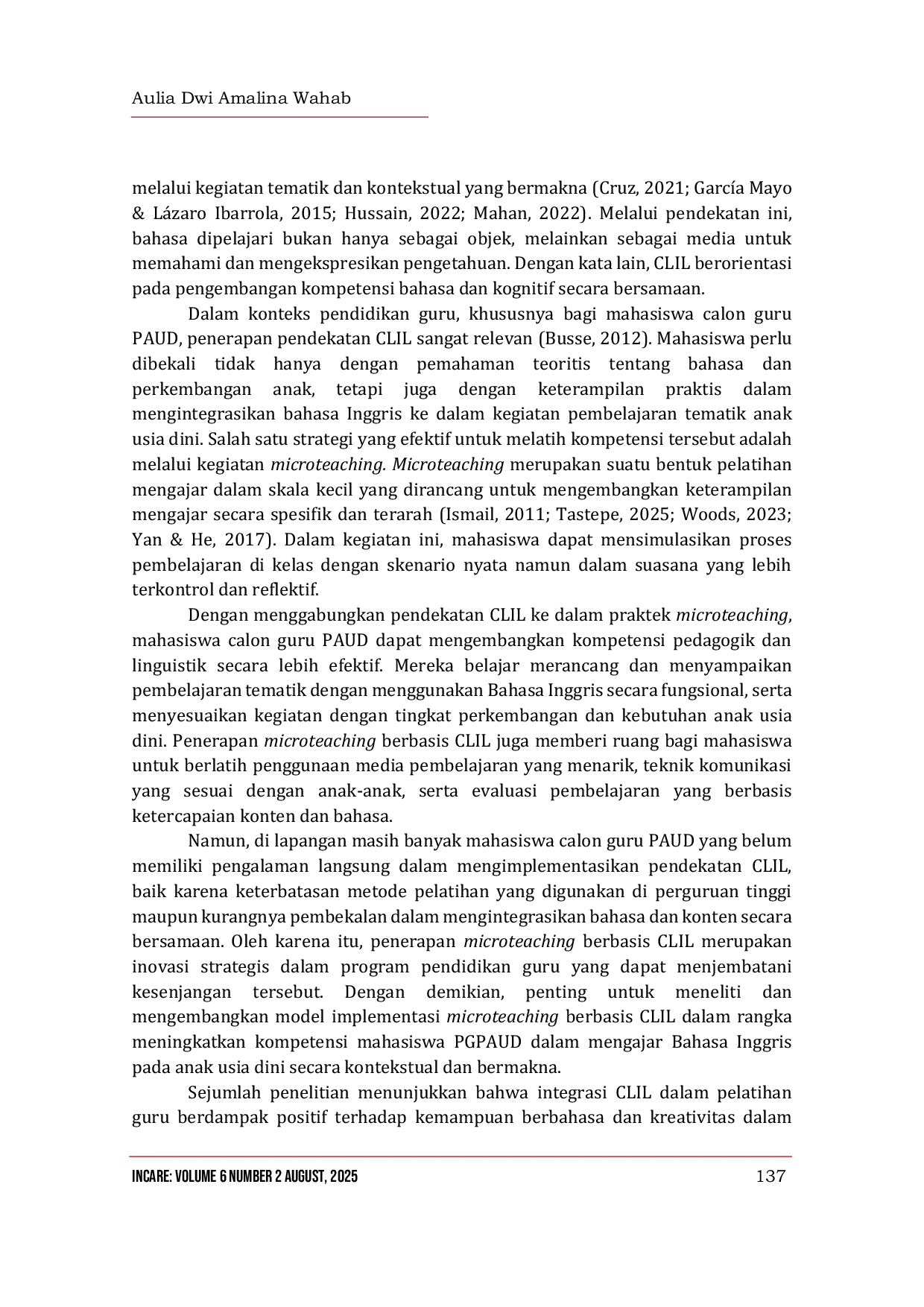 JURIS Pengembangan Kompetensi Bahasa Inggris Anak melalui Microteaching Berbasis CLIL