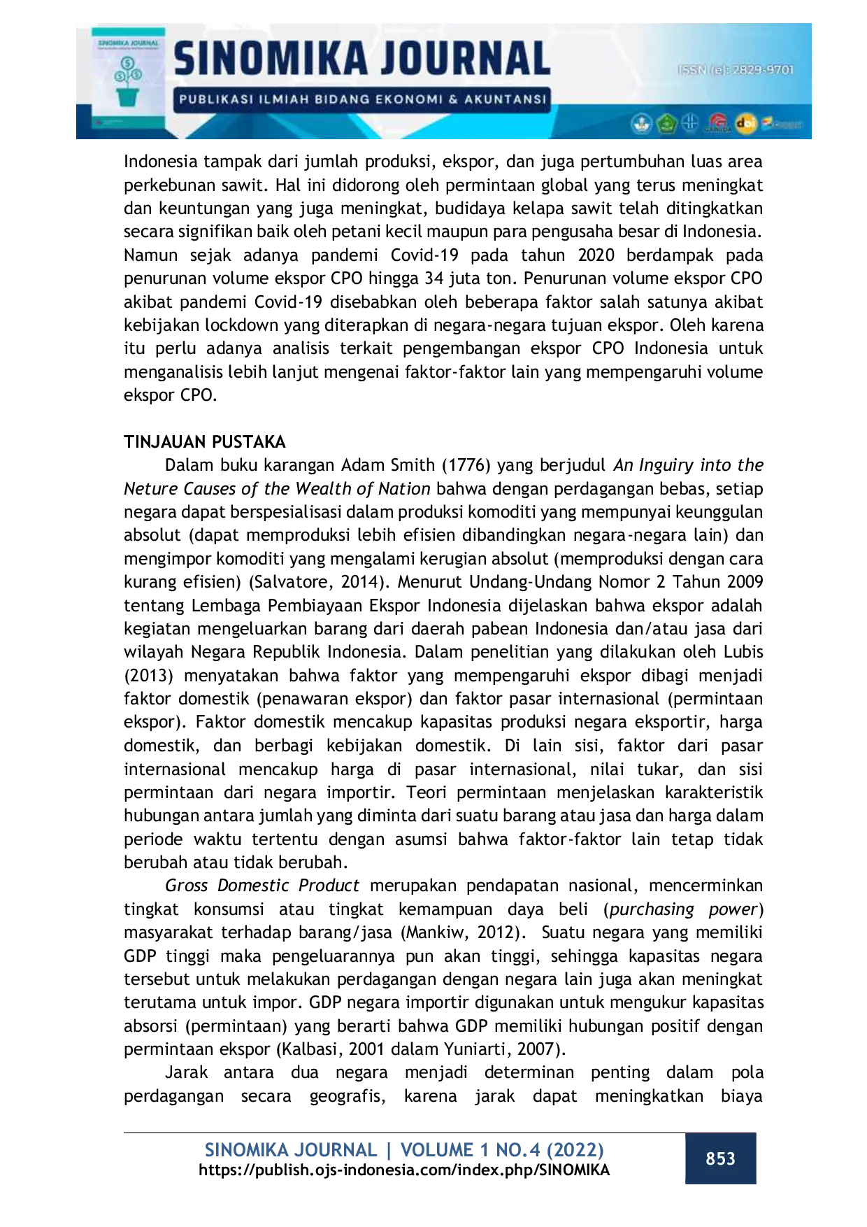 JURIS Analisis Ekspor Minyak Kelapa Sawit CPO Indonesia Ke Sepuluh Negara Tujuan Utama Tahun 2008 2020