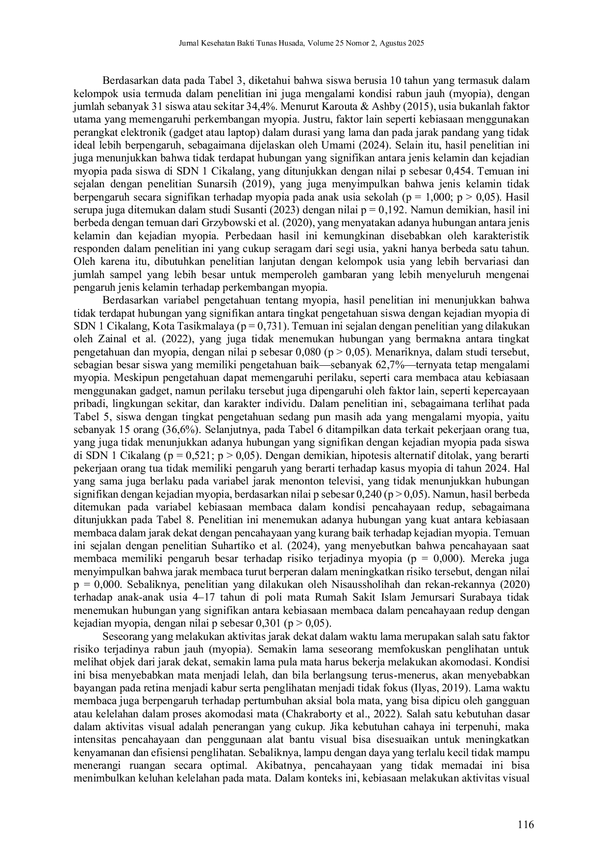 JURIS Determinan Yang Berhubungan Dengan Kejadian Myopia Pada Pelajar Sekolah Dasar Di SDN 1 Cikalang Kota Tasikmalaya