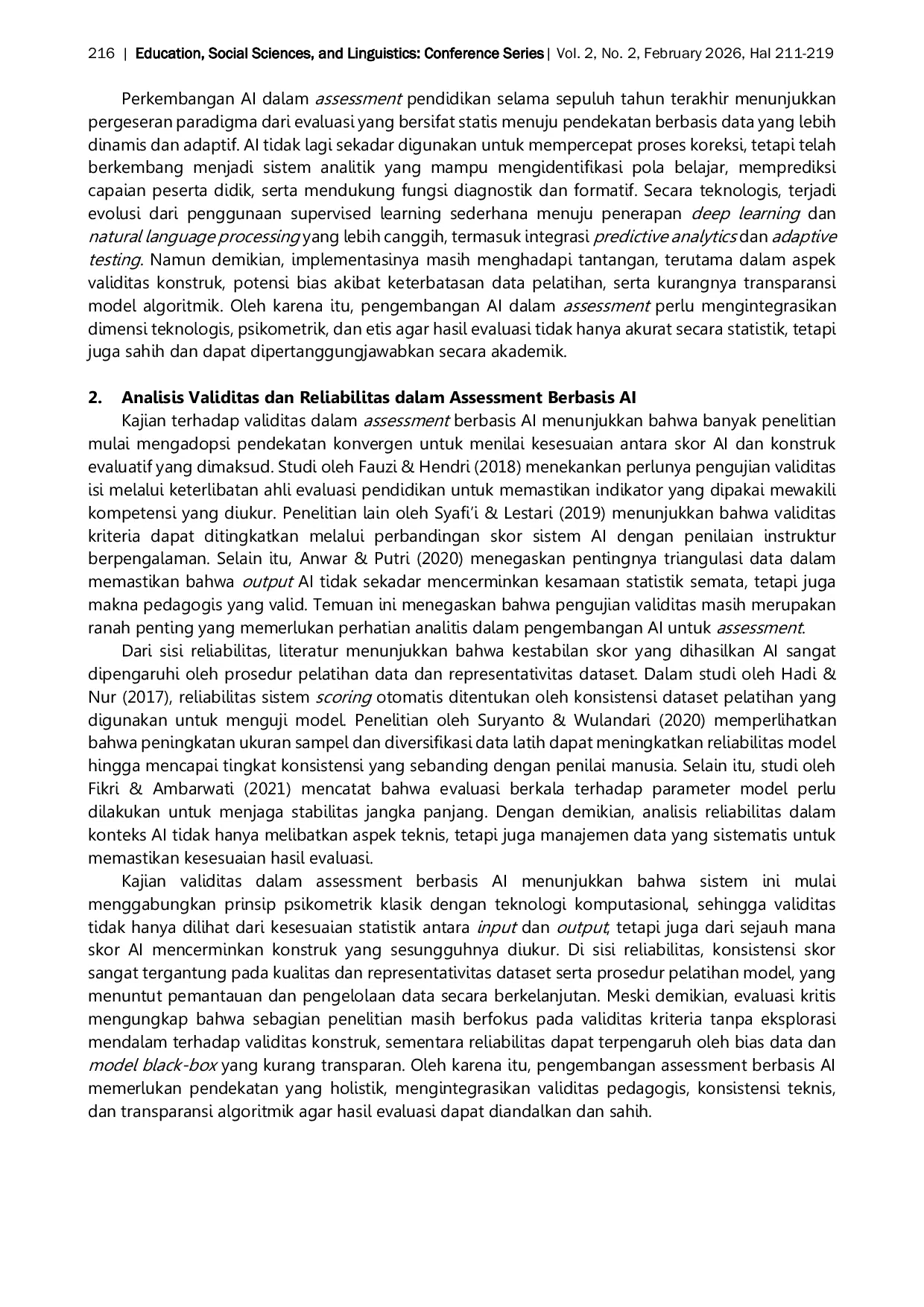 JURIS Artificial Intelligence dalam Assessment Pendidikan A Systematic Literature Review tentang Model Validitas dan Implikasi Evaluatif