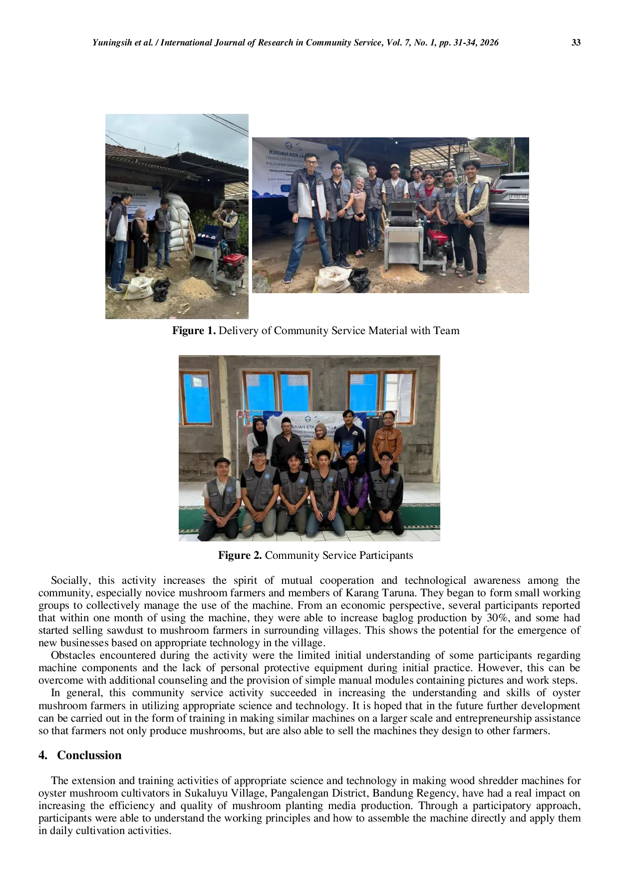 JURIS Socialization And Counseling on How yo Use Appropriate Technology for Wood Crushing Machines in Sukaluyu Village Pangalengan District Bandung Regency