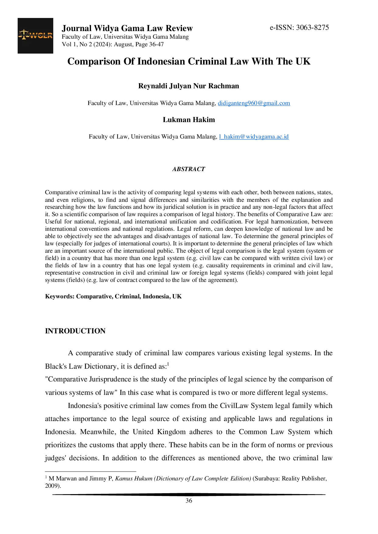 JURIS Comparison of Indonesian Criminal Law With The UK