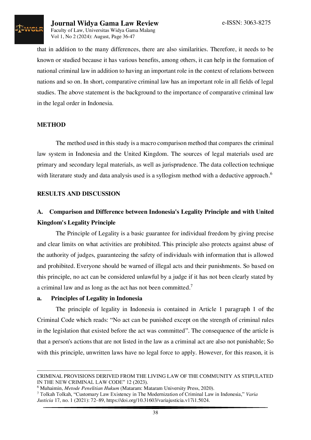 JURIS Comparison of Indonesian Criminal Law With The UK