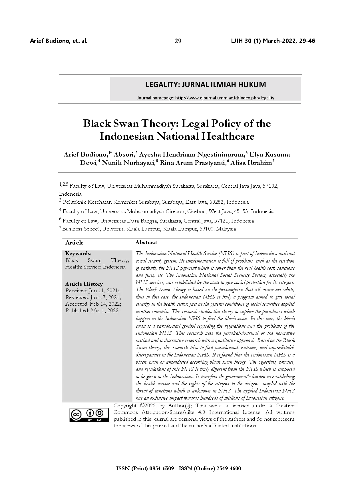 juris Black swan theory legal policy of the Indonesian national healthcare