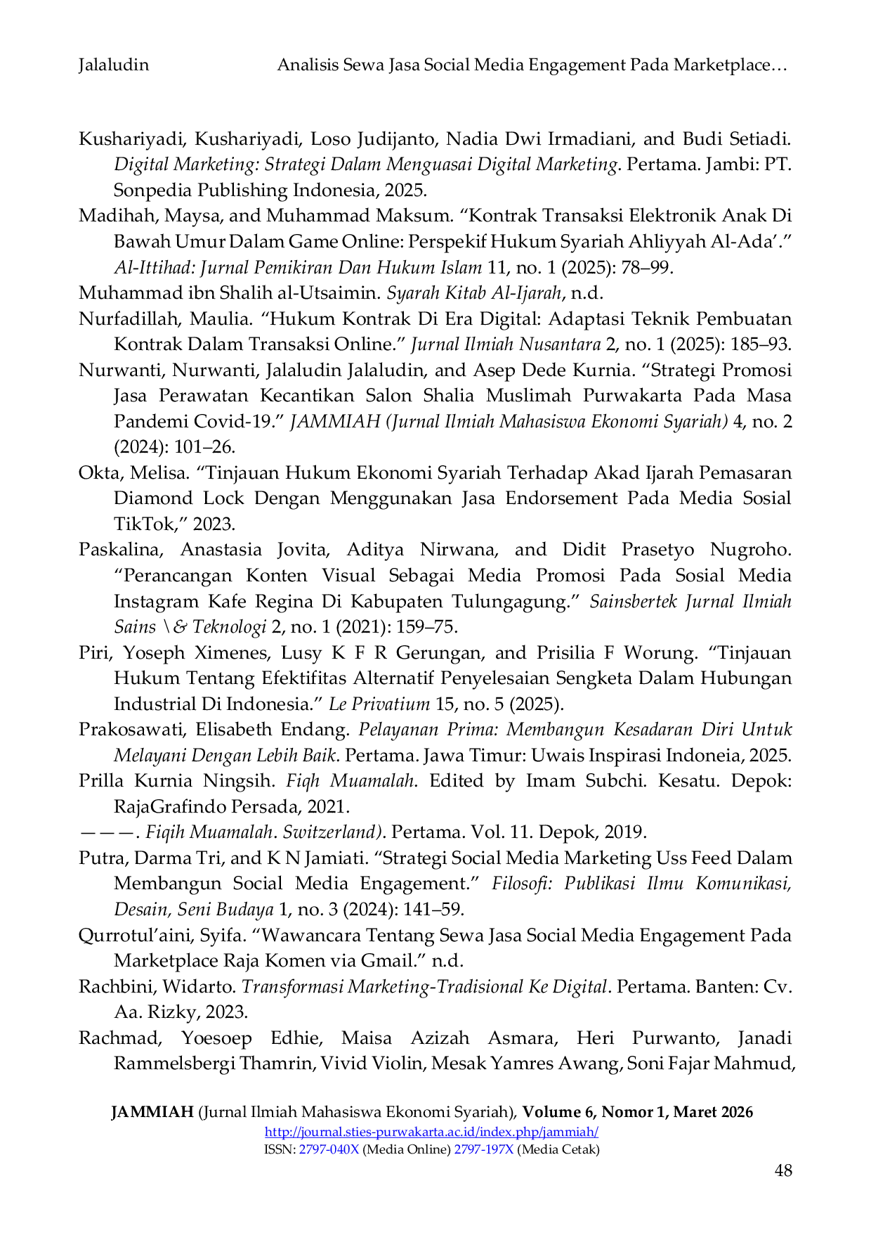 JURIS Analisis Sewa Jasa Social Media Engagement Pada Marketplace Rajakomen Dalam Perspektif Akad Ijarah