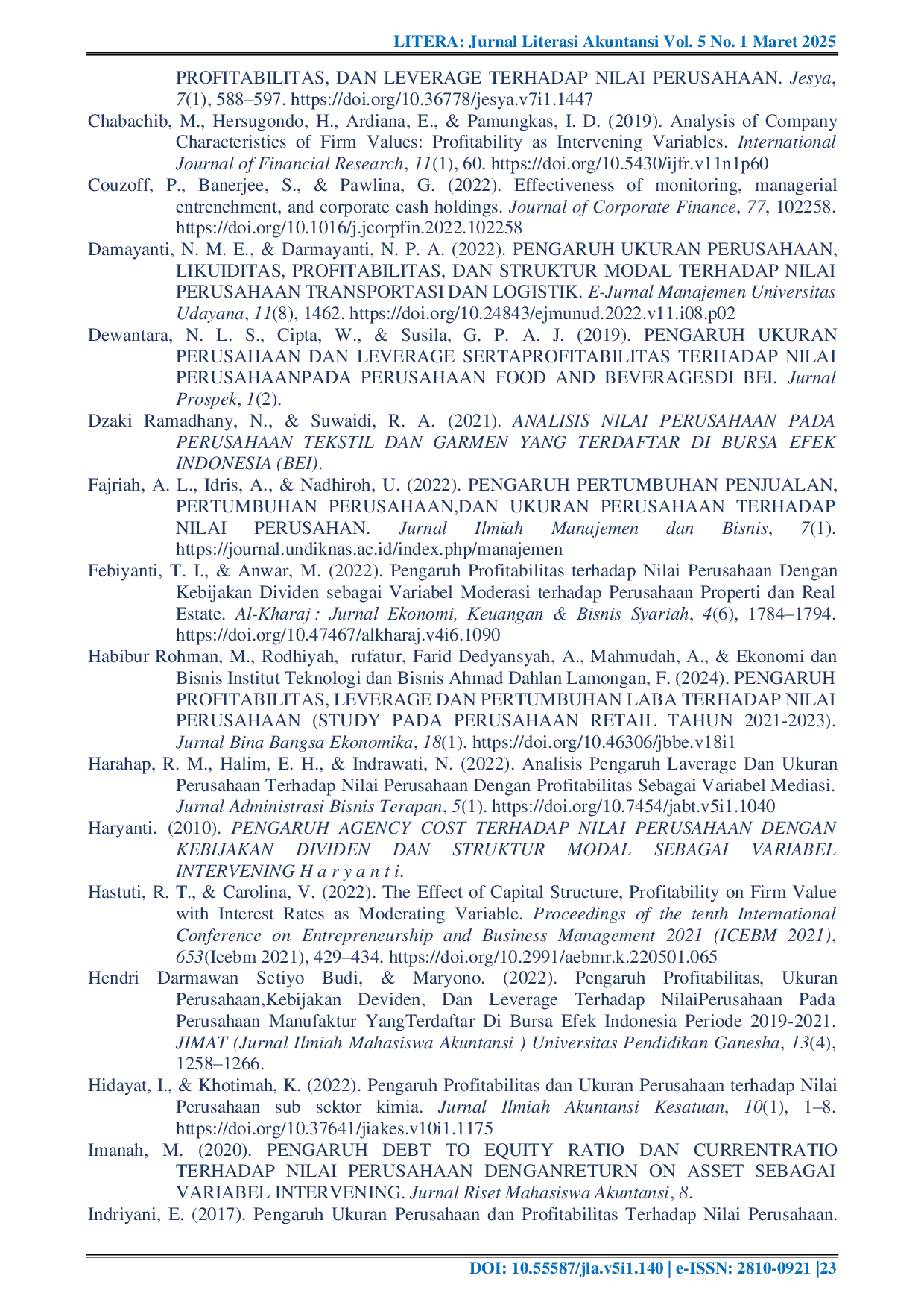 JURIS The Influence of Profitability Leverage and Company Size on Company Value