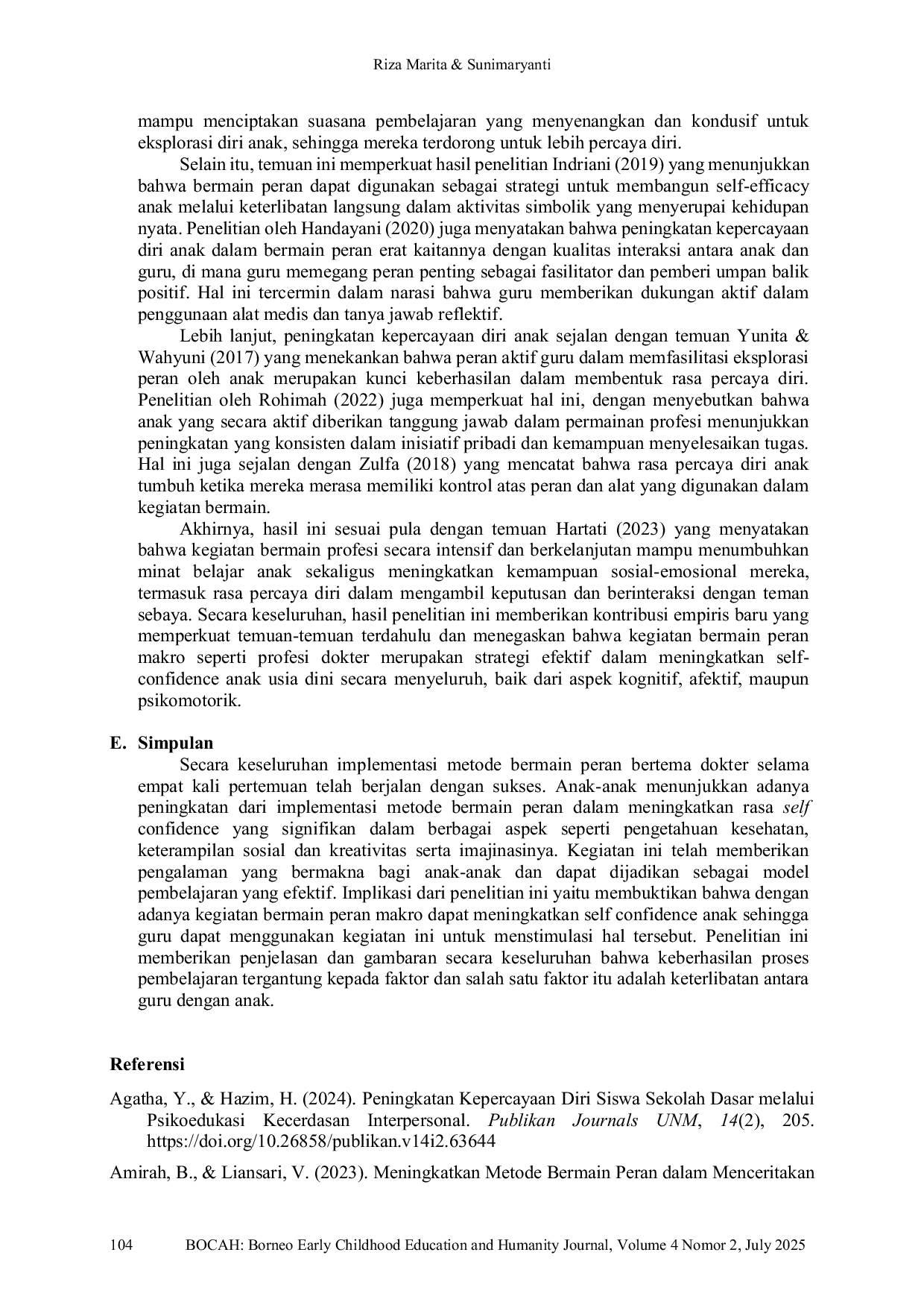 JURIS Implementasi Bermain Peran Makro dalam Meningkatkan Self Confidence pada Usia Prasekolah