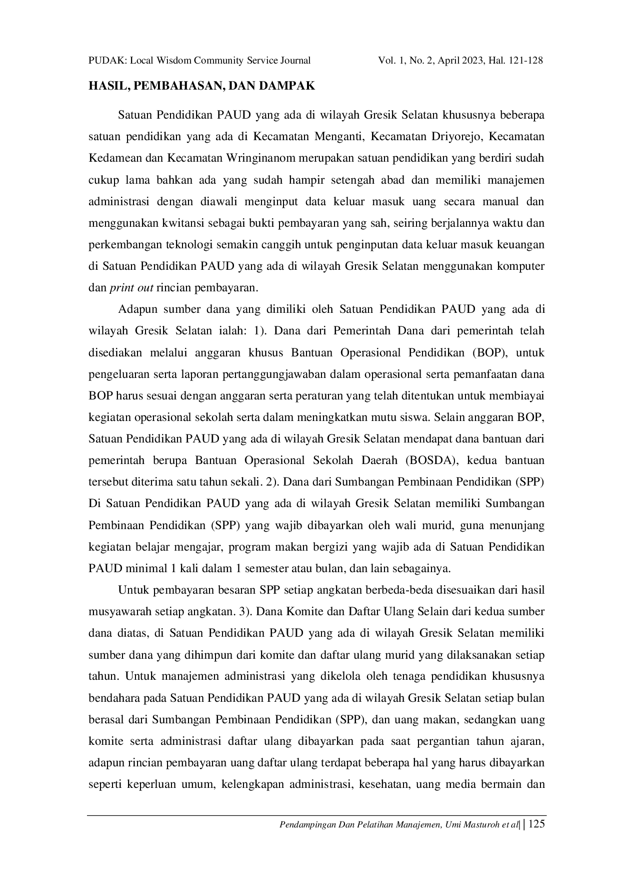 JURIS Pendampingan Dan Pelatihan Manajemen Administrasi PAUD