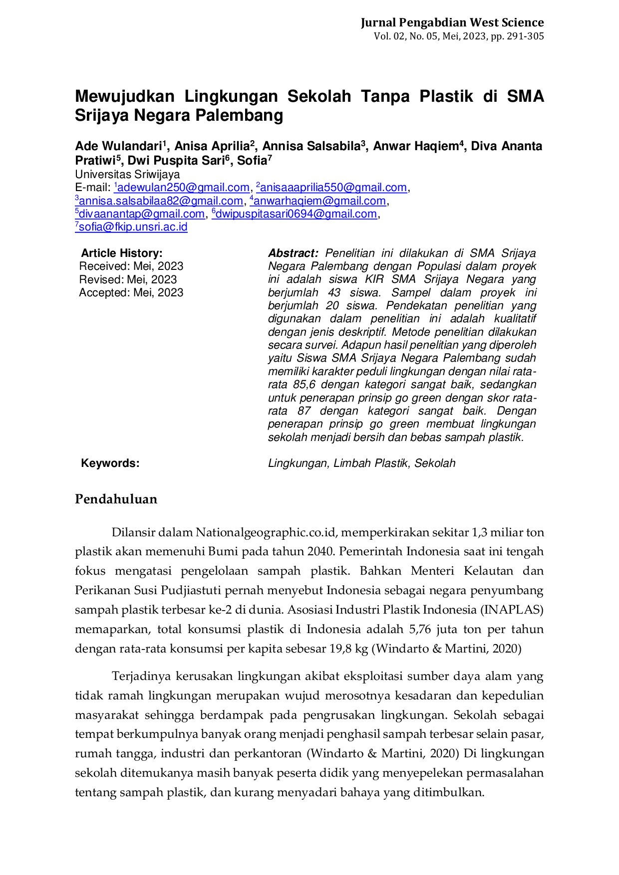 JURIS Mewujudkan Lingkungan Sekolah Tanpa Plastik di SMA Srijaya Negara Palembang