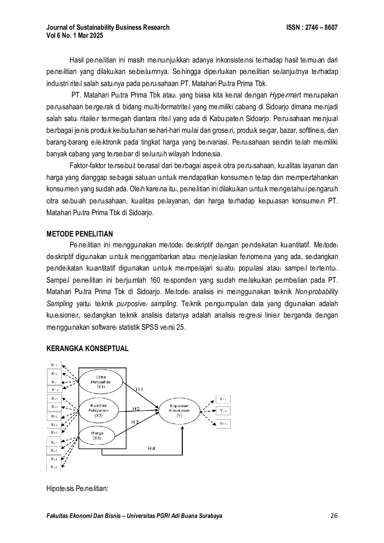 JURIS Pengaruh Citra Perusahaan Kualitas Pelayanan Dan Harga Terhadap Kepuasan Konsumen PT Matahari Putra Prima Tbk Sidoarjo