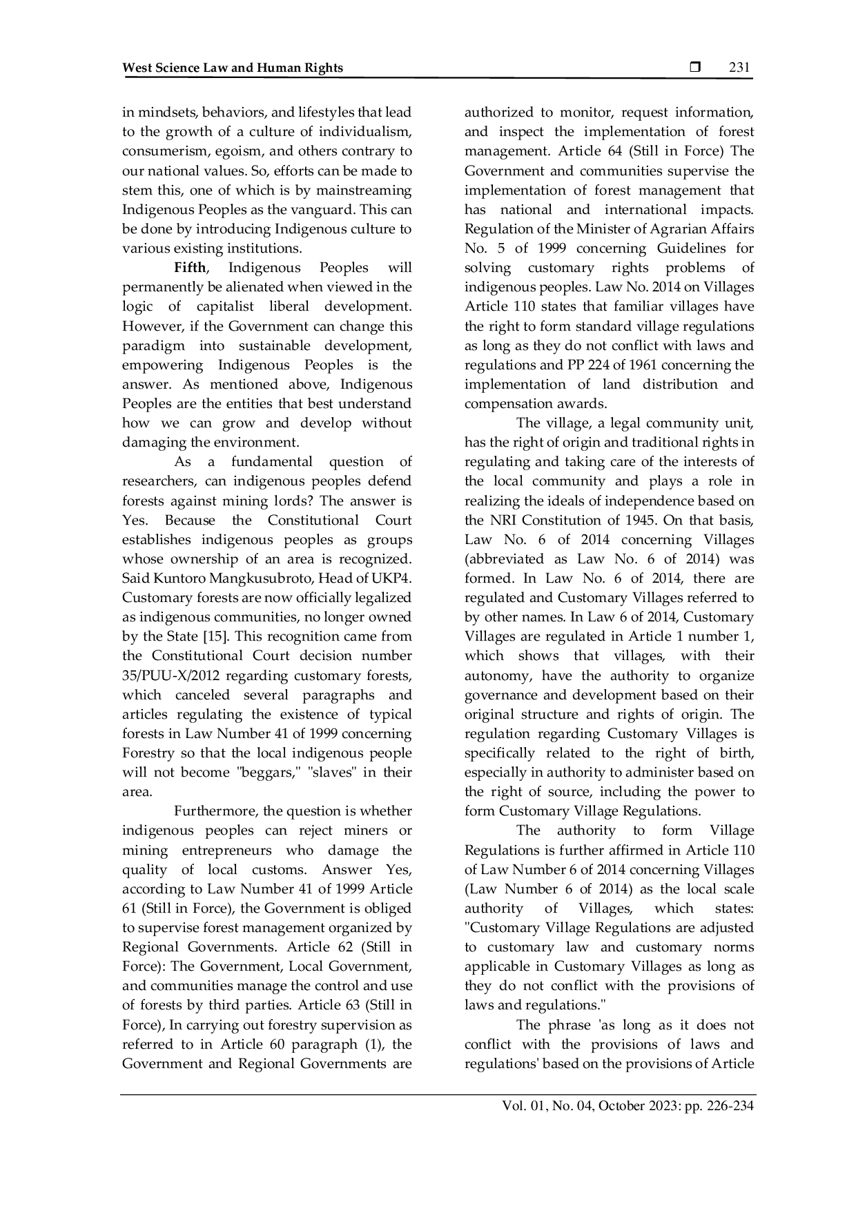 JURIS Indigenous Peoples and Customary Law in Lolayan District Bolaang Mongondow Regency in a Modern State