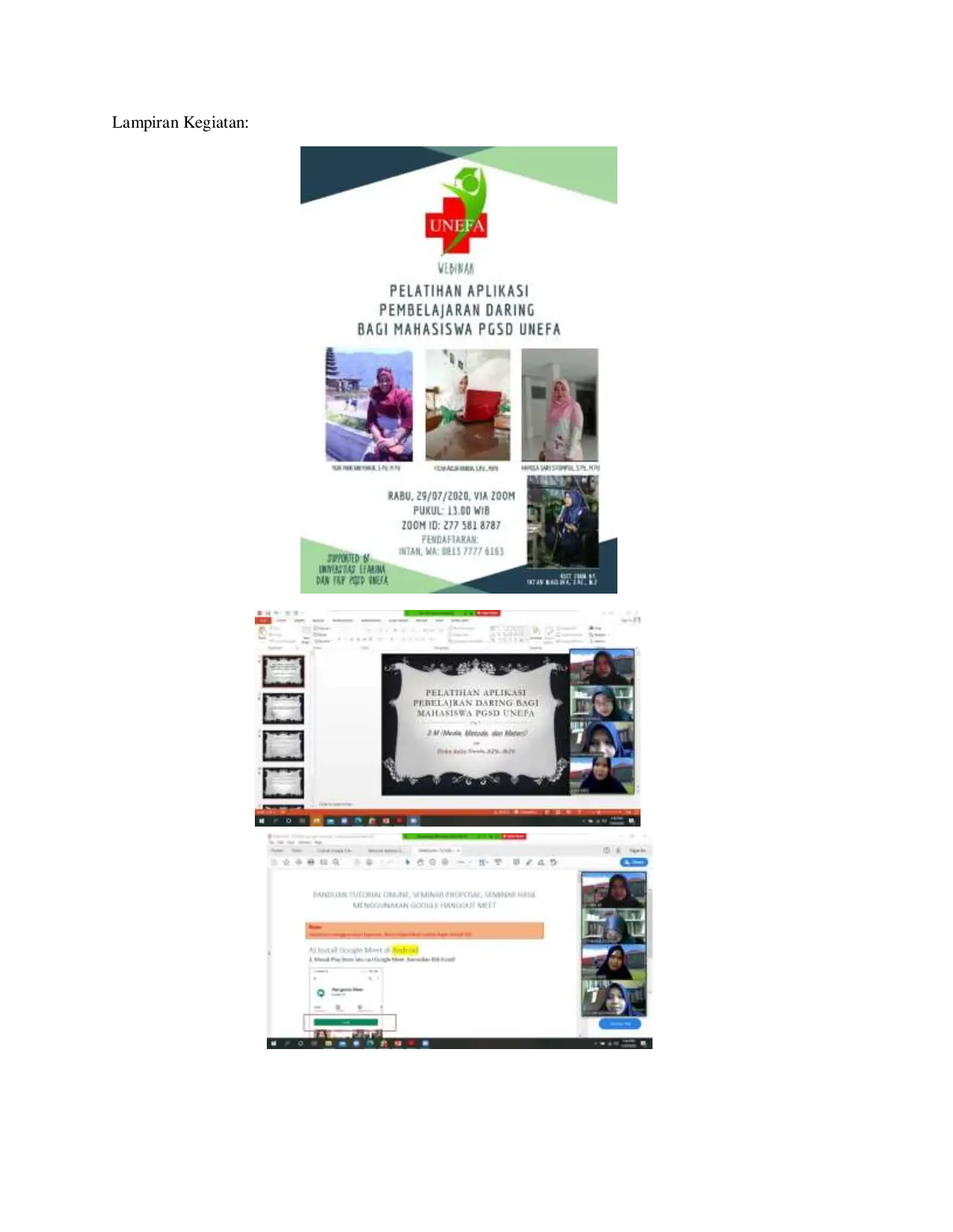 JURIS Pelatihan Aplikasi Pembelajaran Daring bagi Mahasiswa PGSD Universitas Efarina