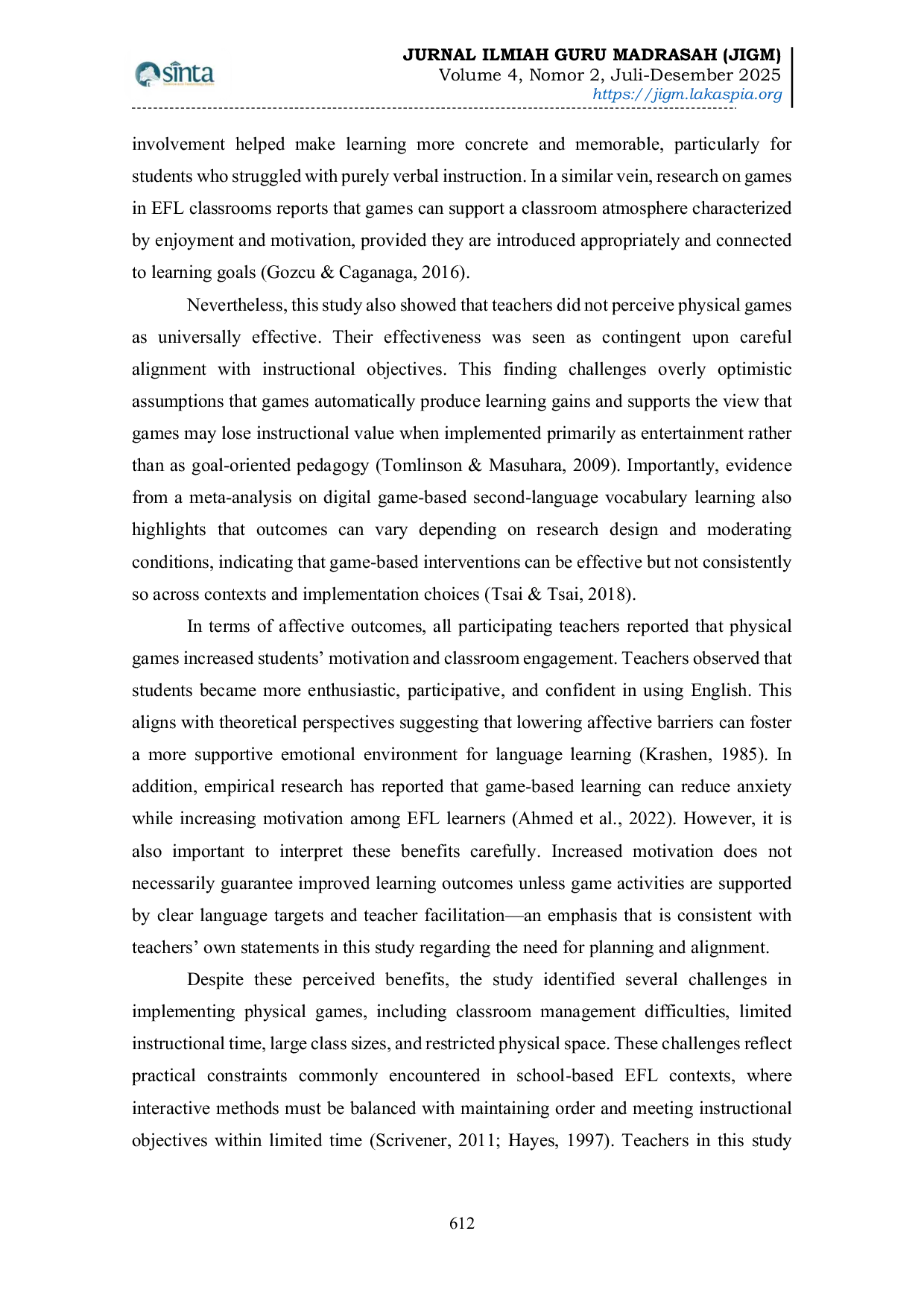 JURIS Teachers Perspectives on the Use of Physical Games in English Language Teaching