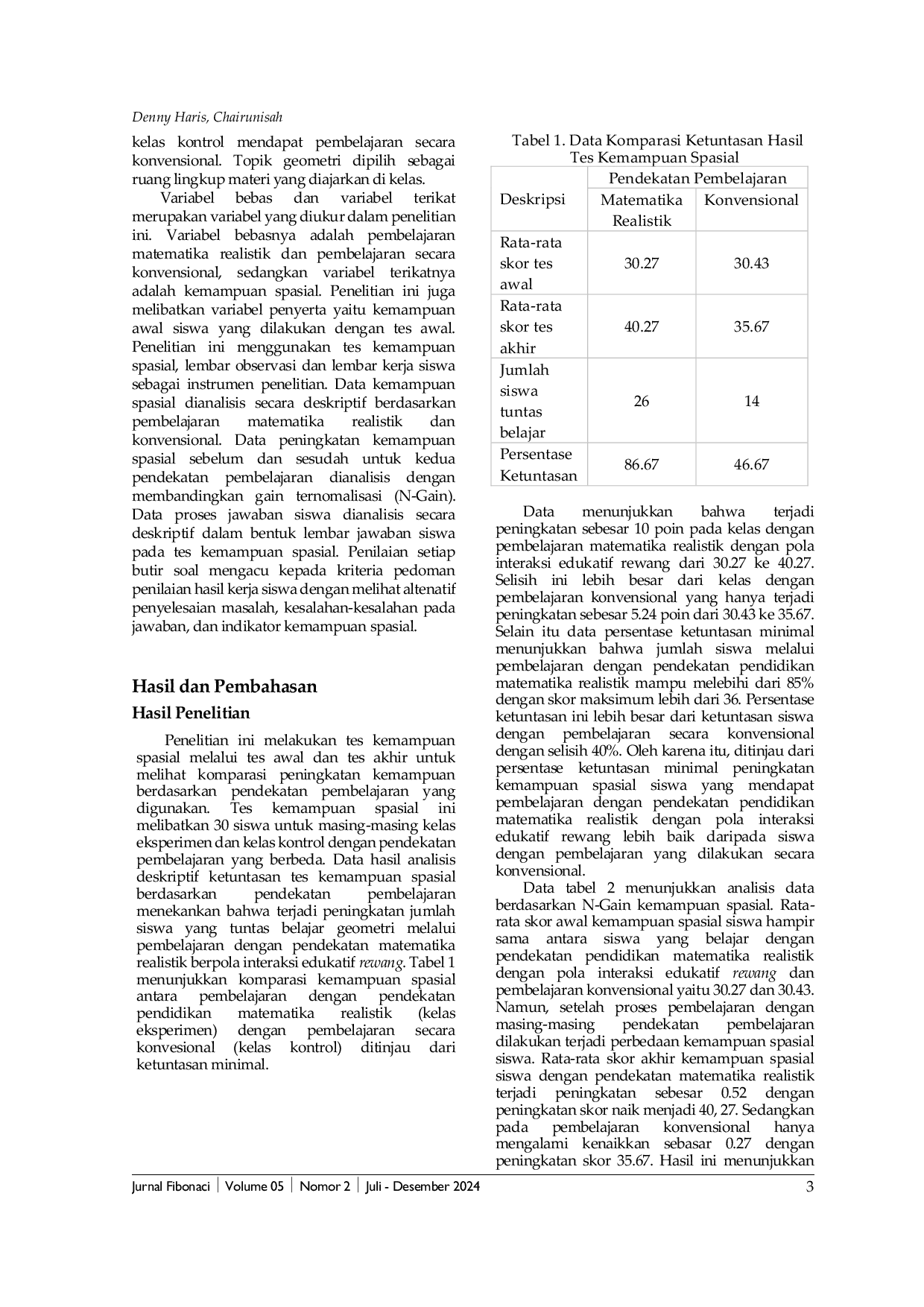 JURIS Meningkatkan Kemampuan Spasial Pengalaman Implementasi Pendidikan Matematika Realistik dengan Pola Interaksi Edukatif Rewang