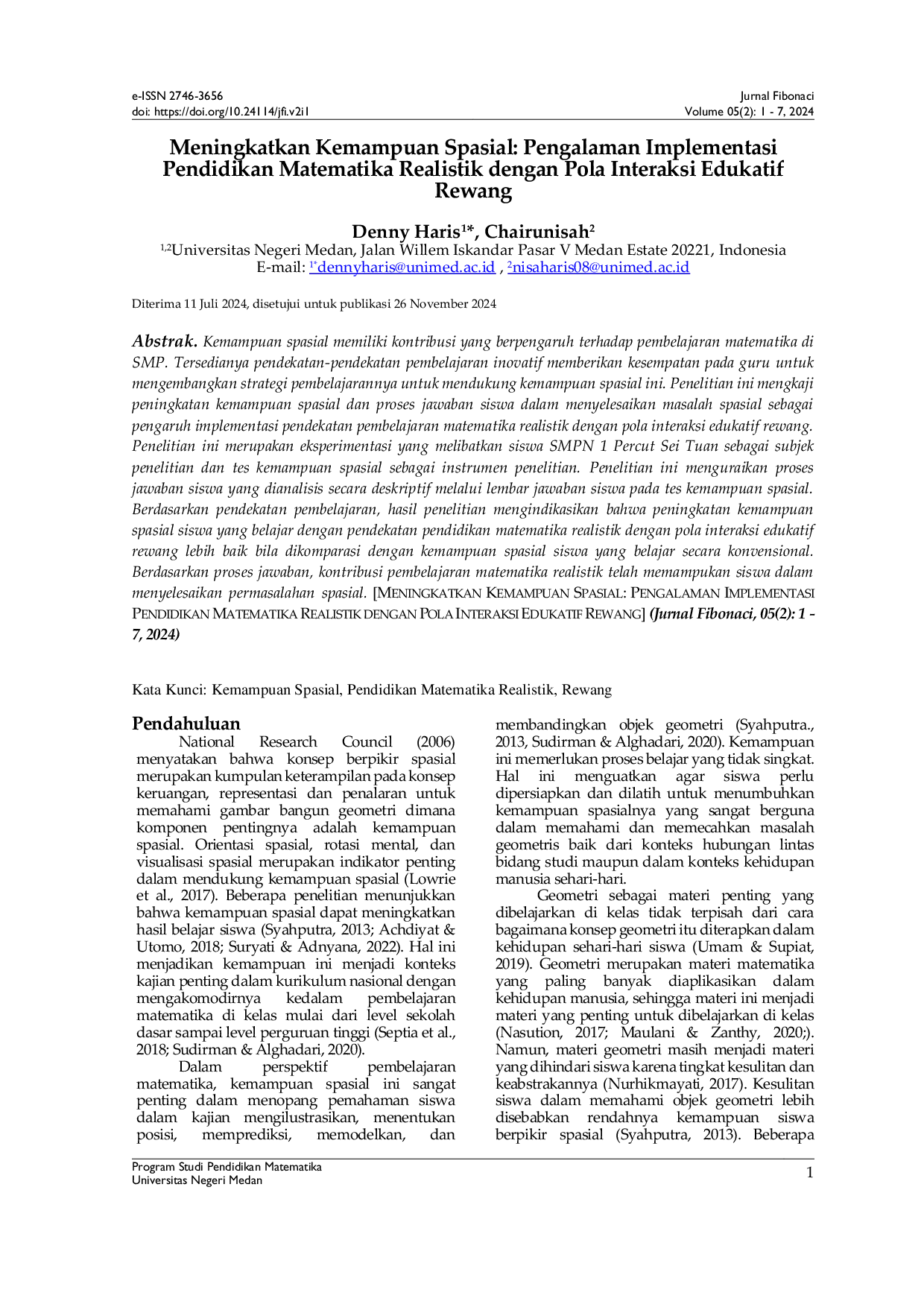 JURIS Meningkatkan Kemampuan Spasial Pengalaman Implementasi Pendidikan Matematika Realistik dengan Pola Interaksi Edukatif Rewang