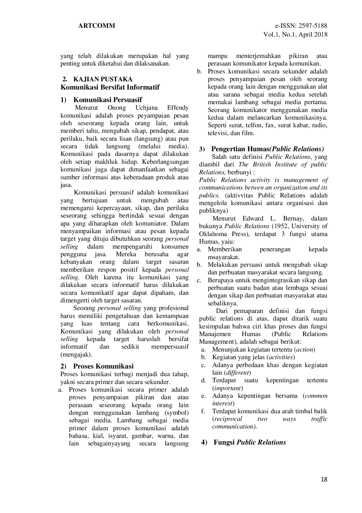 JURIS Strategi Komunikasi Pemasaran Personal Selling pada PKT Kebun Raya Bogor