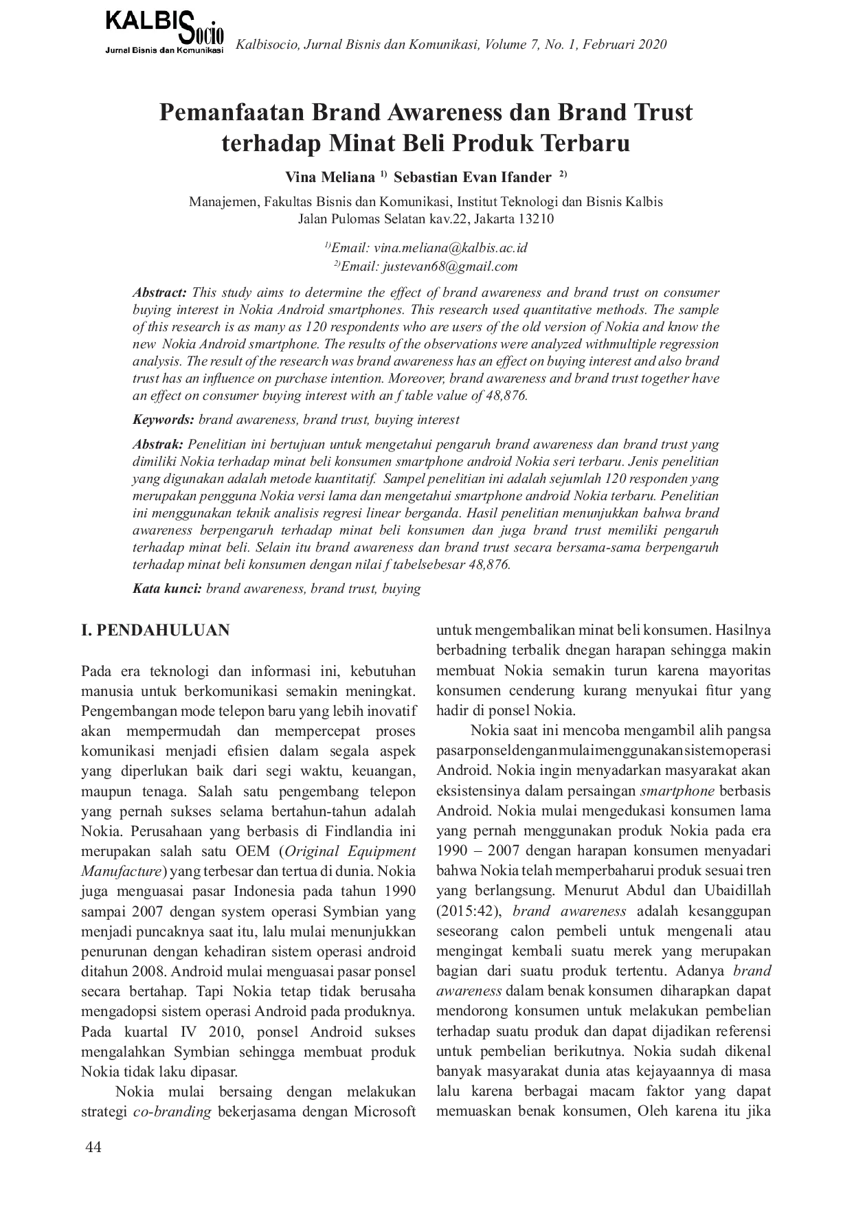 JURIS Pemanfaatan Brand Awareness dan Brand Trust terhadap Minat Beli Produk Terbaru