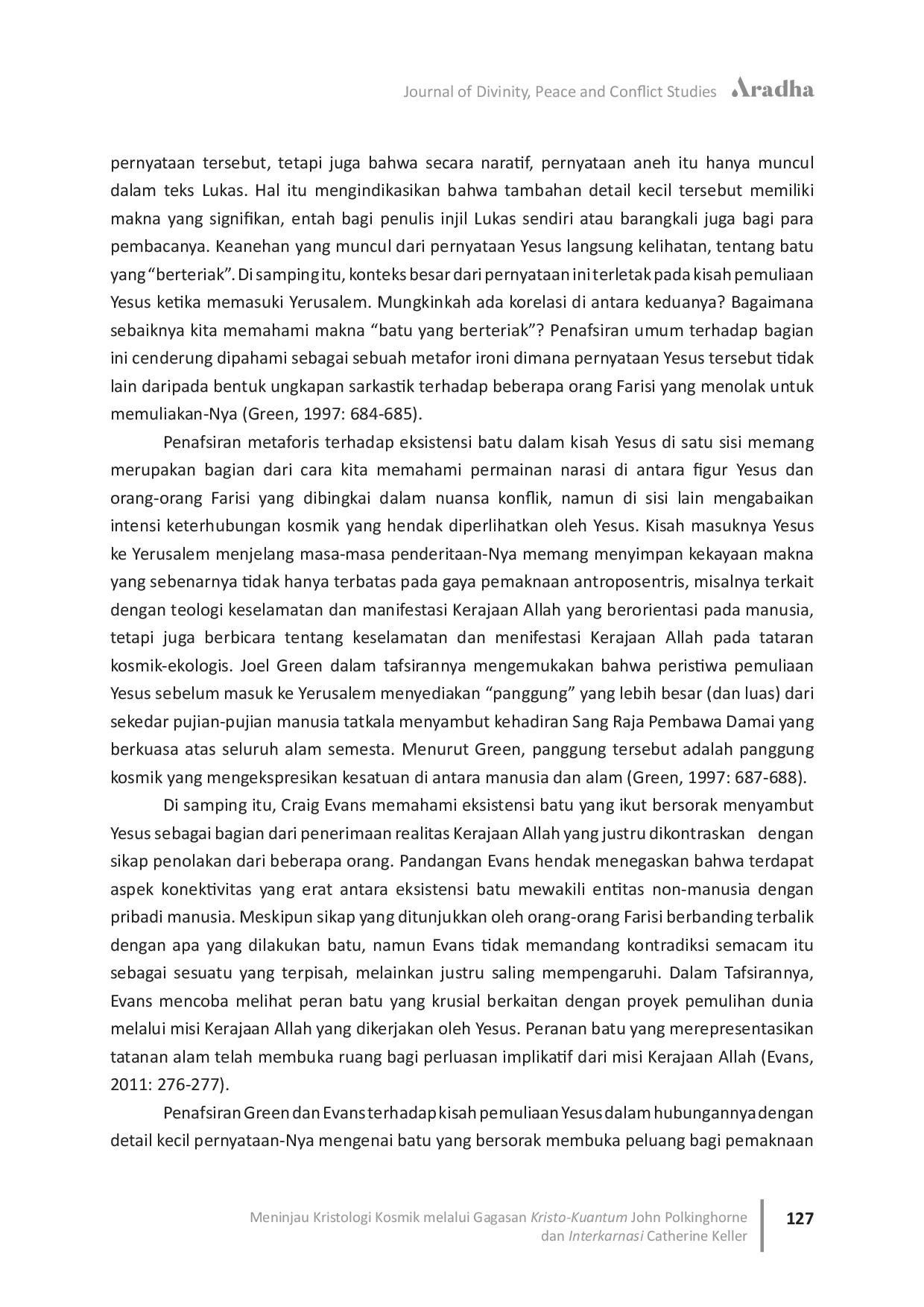 JURIS Meninjau Kristologi Kosmik melalui Gagasan Kristo Kuantum John Polkinghorne dan Interkarnasi Catherine Keller