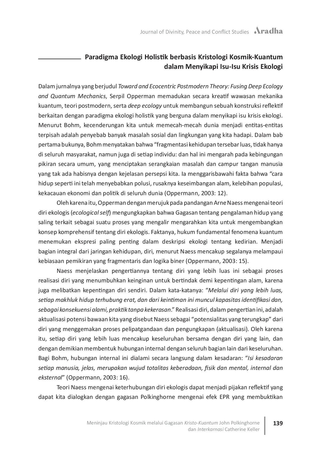 JURIS Meninjau Kristologi Kosmik melalui Gagasan Kristo Kuantum John Polkinghorne dan Interkarnasi Catherine Keller