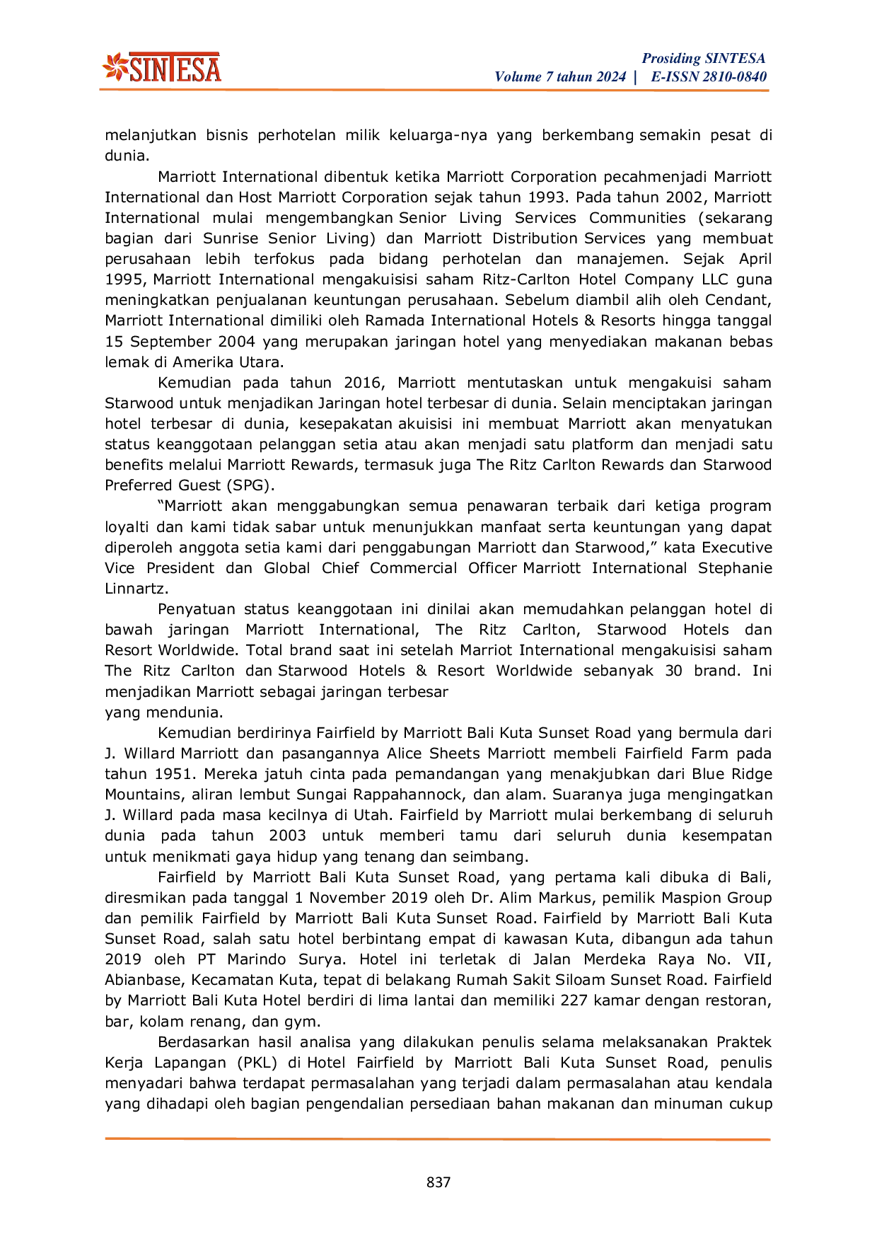 JURIS Analisis Pengendalian Persediaan Food Beverage pada Fairfield By Marriott Bali Kuta Sunset Road