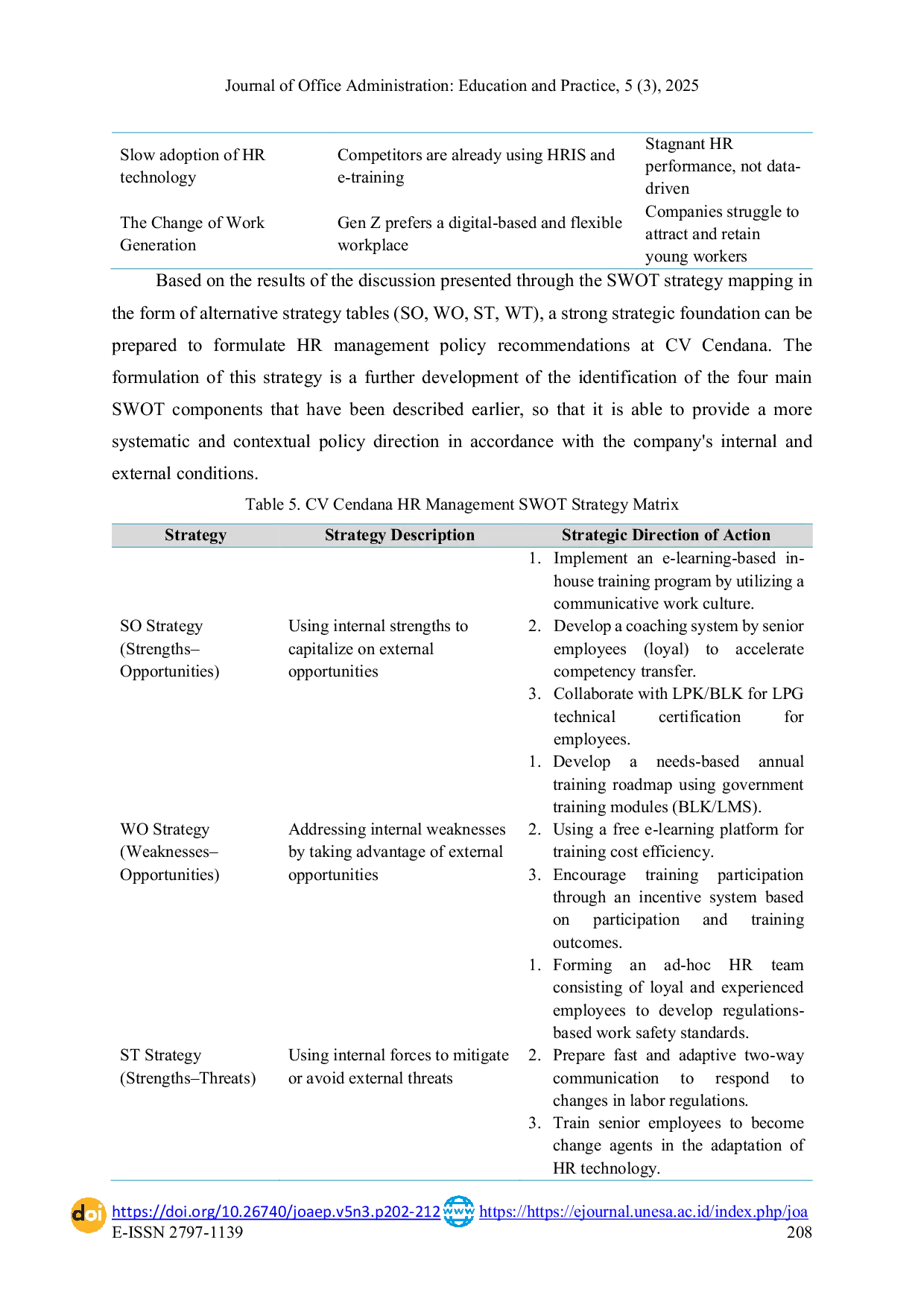 JURIS Human Relation Management Strategy based on SWOT Analysis in Improving Employee Performance