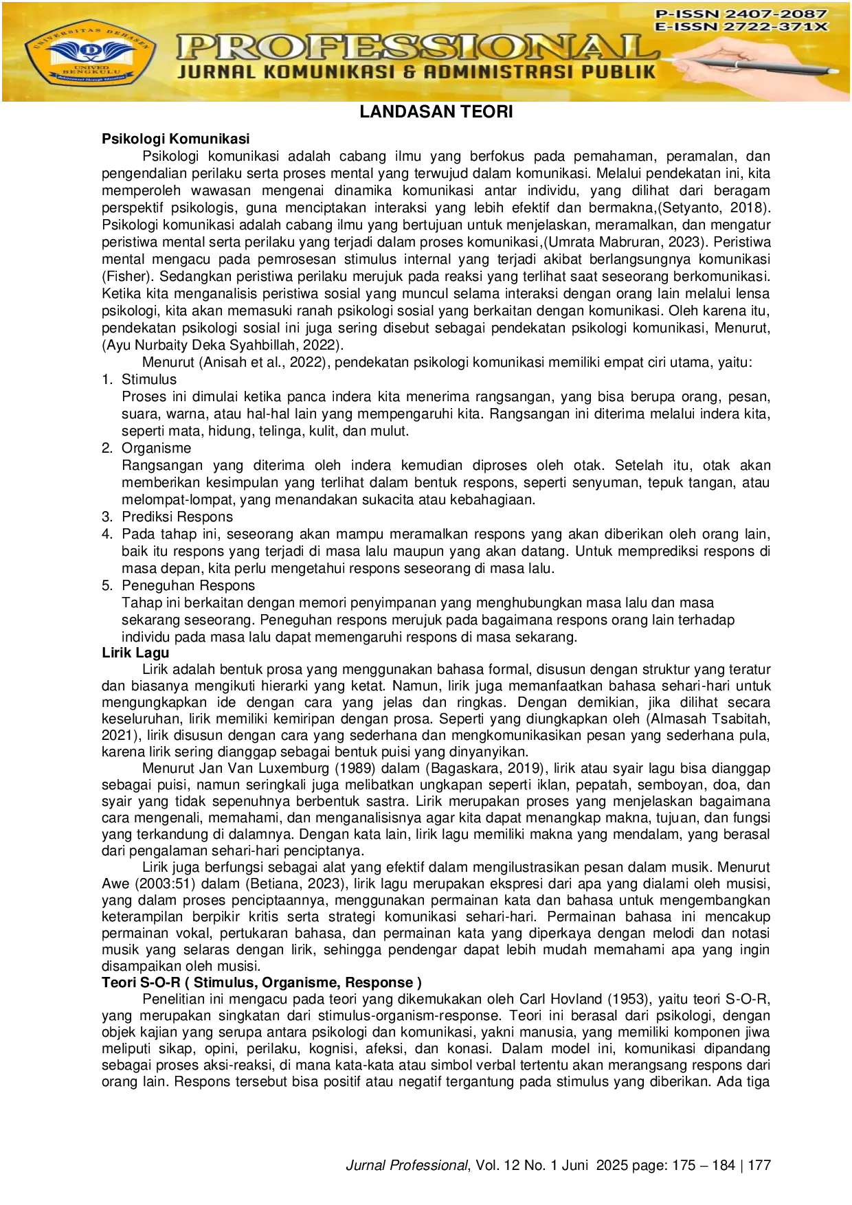 JURIS Peran Lirik Lagu Zona Nyaman Fourtwnty terhadap Perilaku Motivasi Studi Psikologi Komunikasi