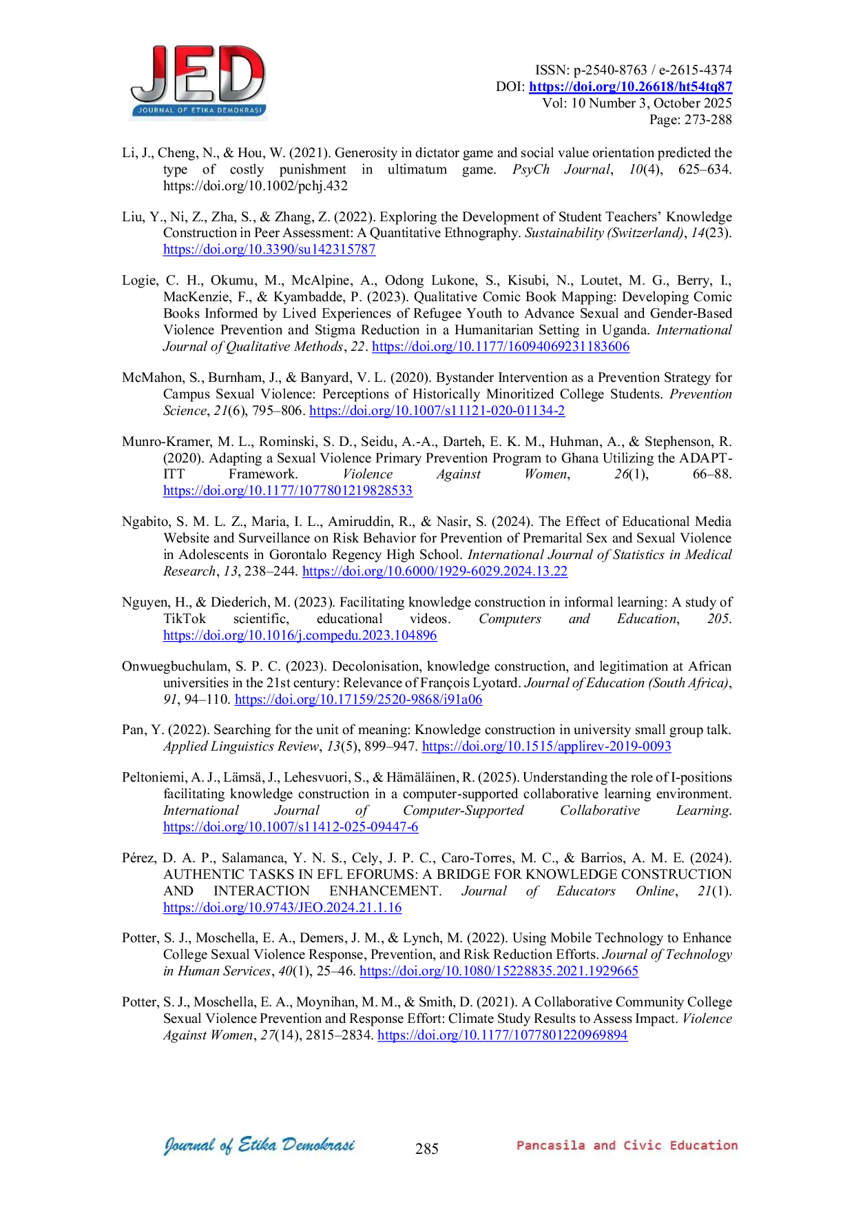 JURIS Constructing Social Sanctions as a Preventive Strategy Against Sexual Violence in Indonesian Higher Education A Mixed Methods Study
